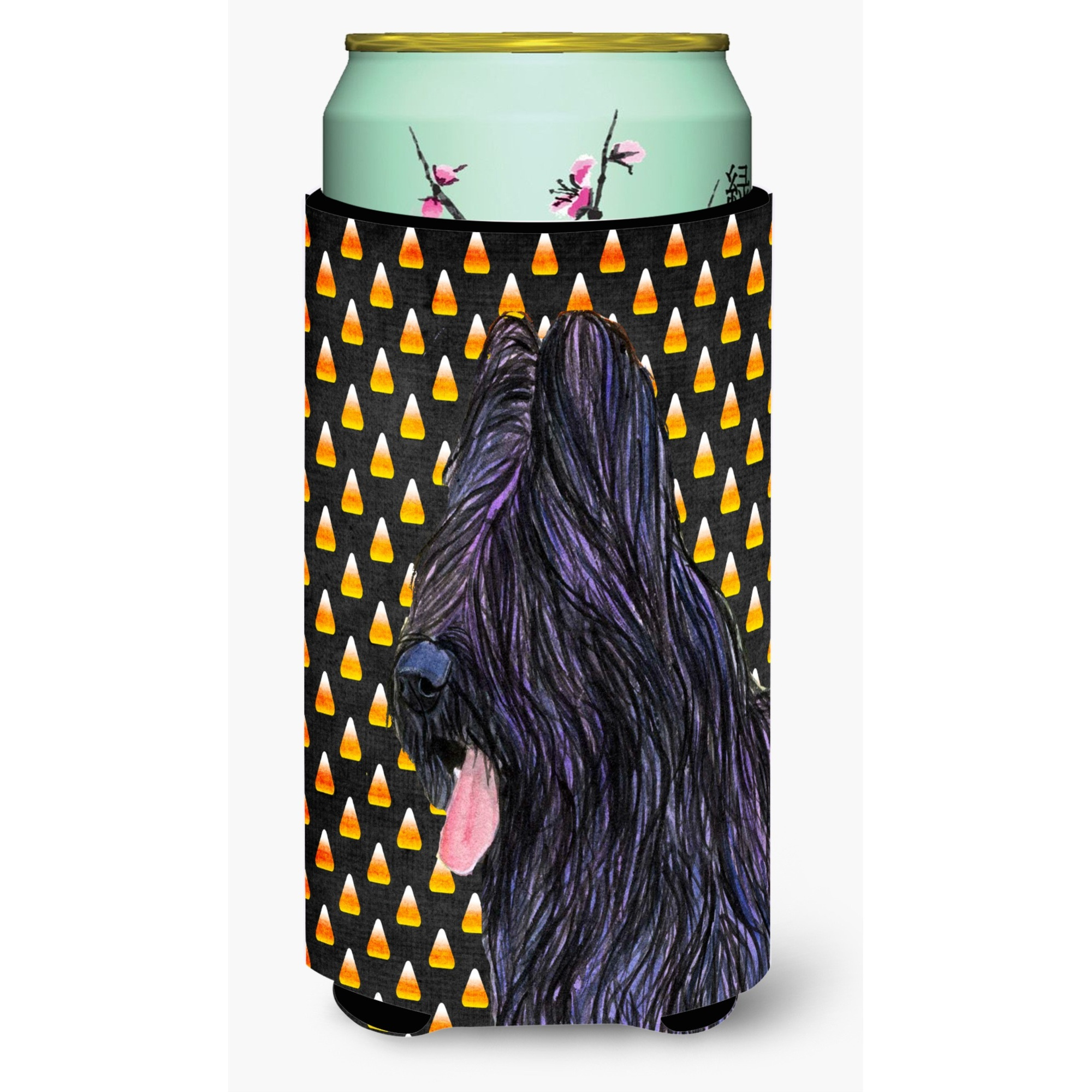 Briard Candy Corn Halloween Portrait  Tall Boy Beverage Insulator Beverage Insulator Hugger