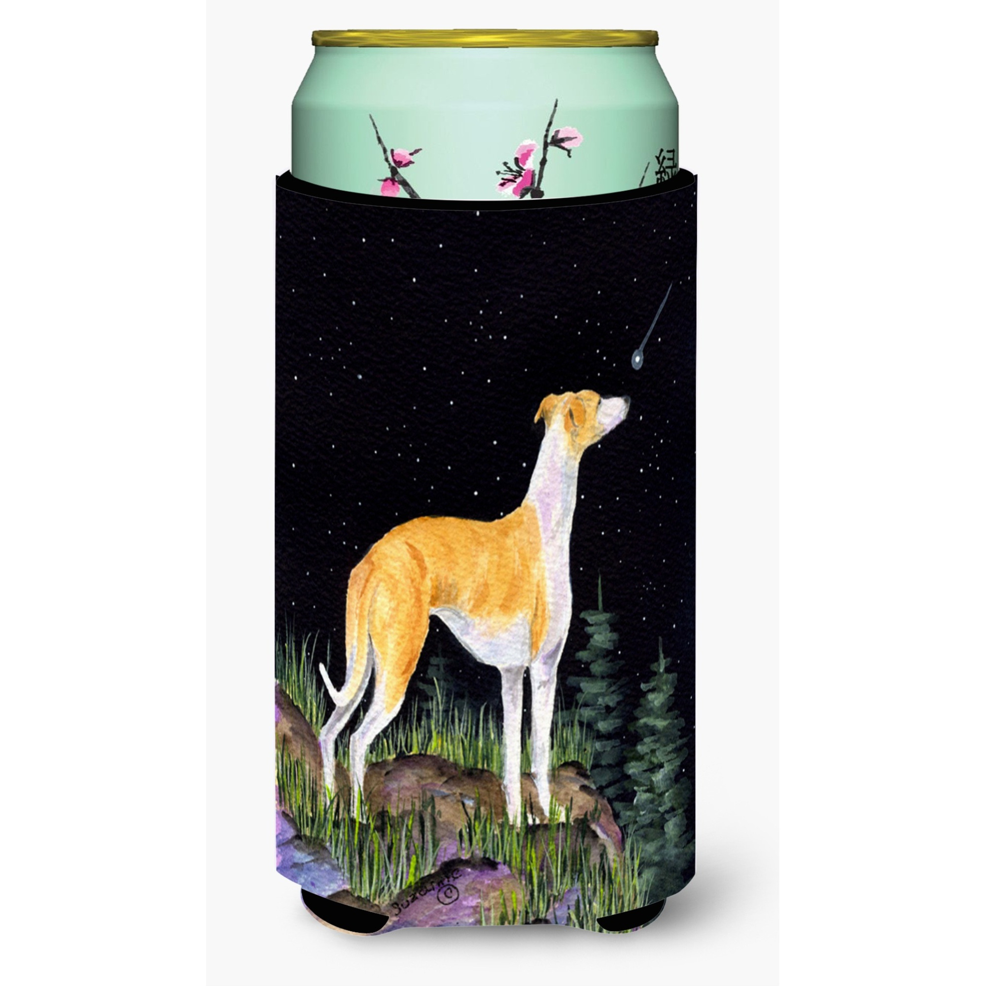 Starry Night Whippet  Tall Boy Beverage Insulator Beverage Insulator Hugger