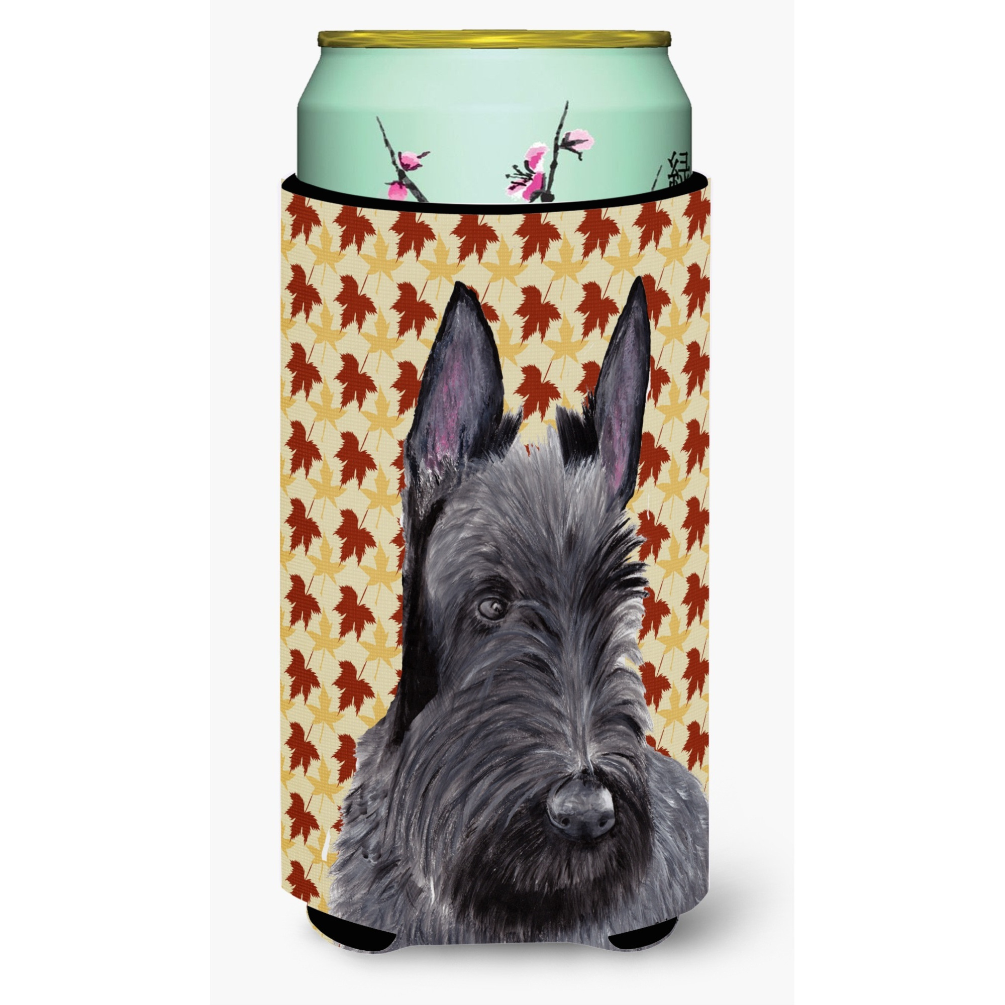 Scottish Terrier Fall Leaves Portrait  Tall Boy Beverage Insulator Beverage Insulator Hugger