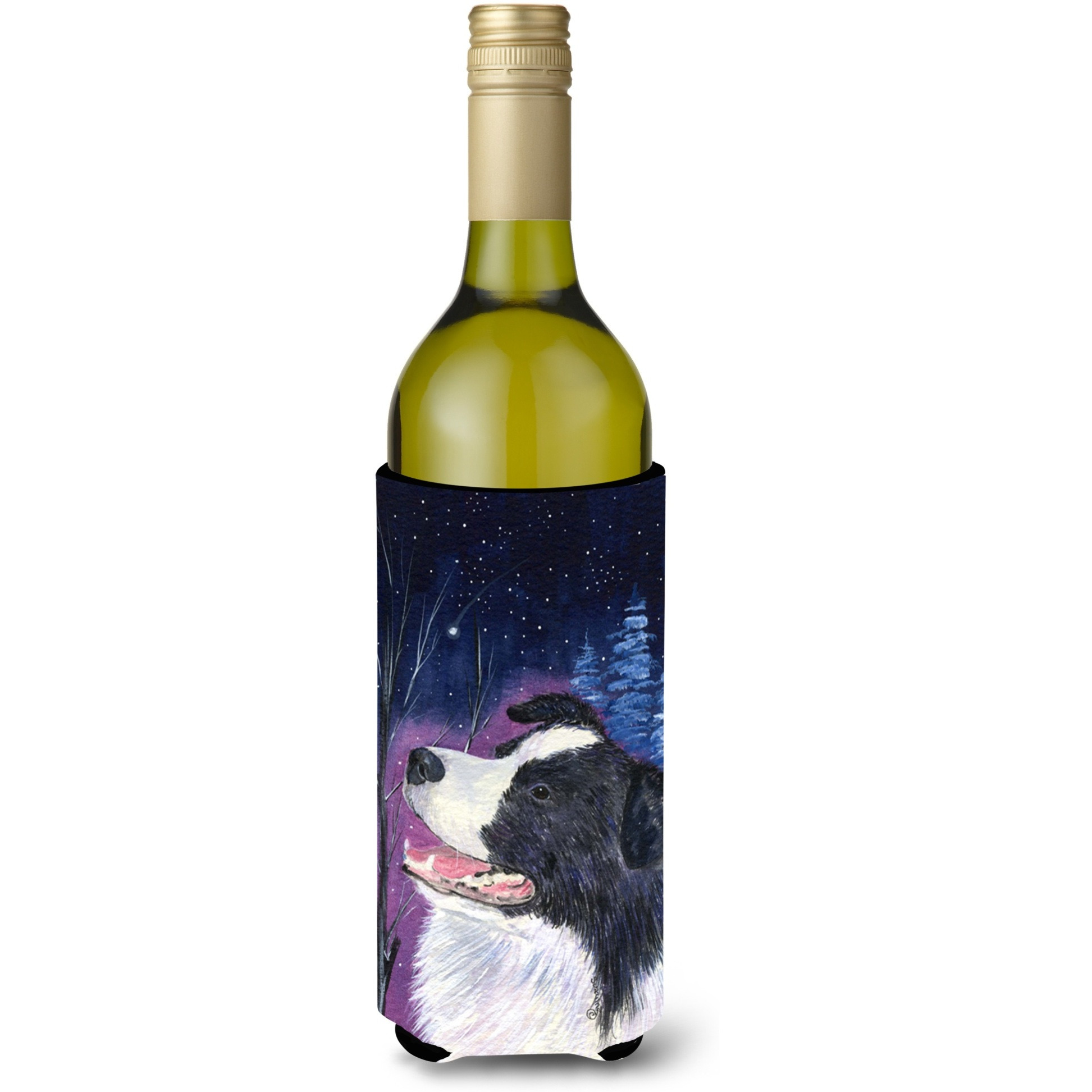 Starry Night Border Collie Wine Bottle Beverage Insulator Beverage Insulator Hugger