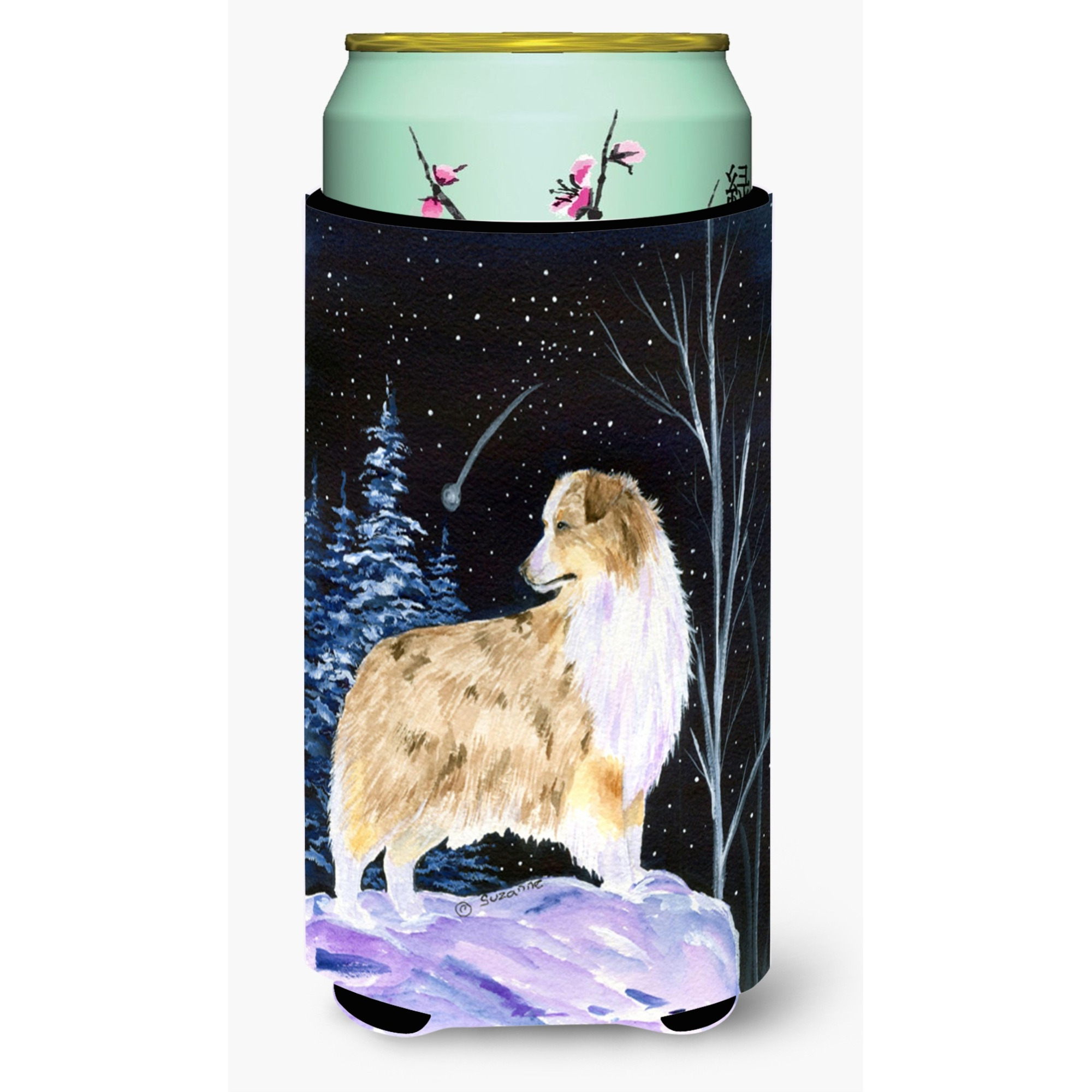 Starry Night Australian Shepherd  Tall Boy Beverage Insulator Beverage Insulator Hugger