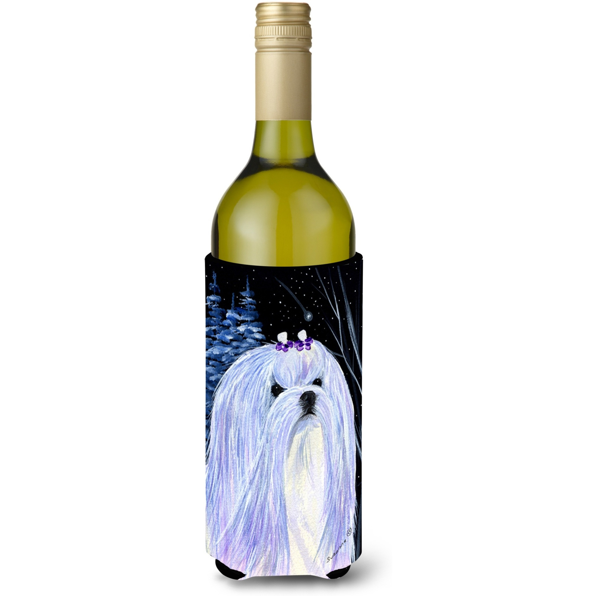 Starry Night Maltese Wine Bottle Beverage Insulator Beverage Insulator Hugger