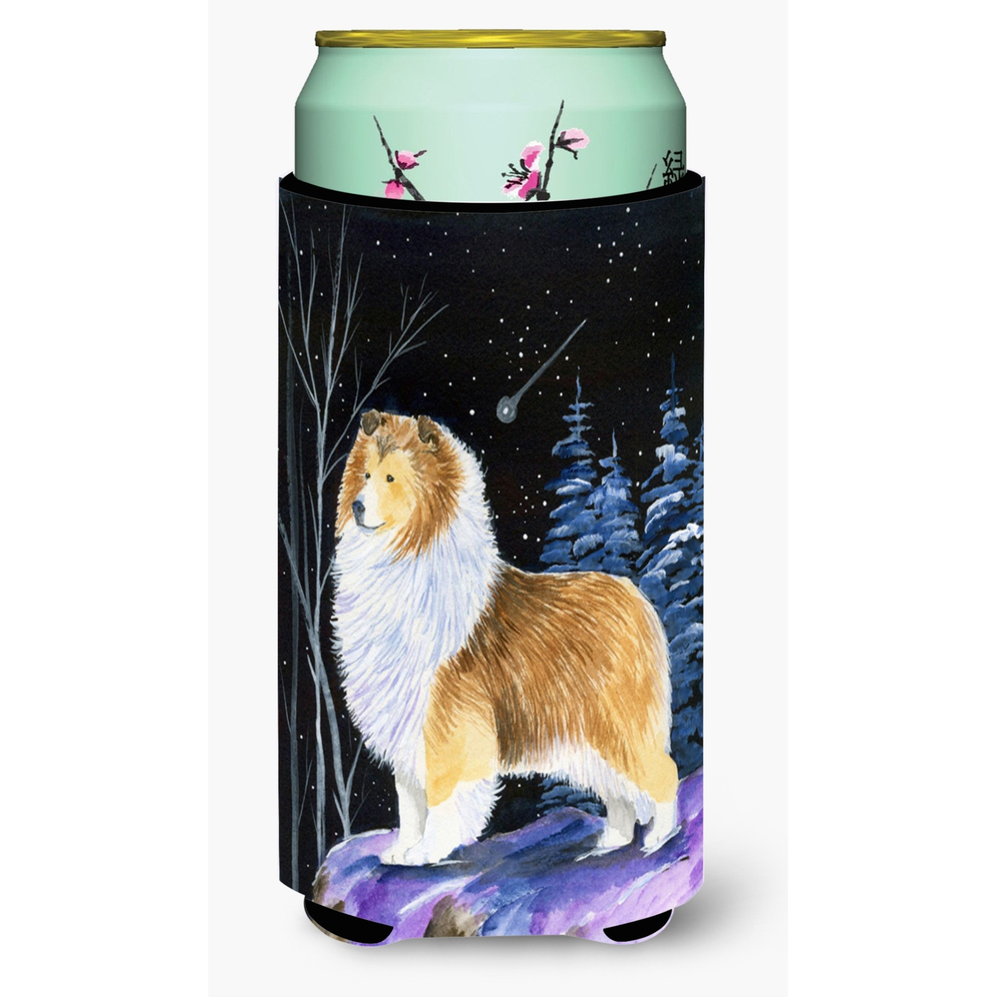 Starry Night Sheltie  Tall Boy Beverage Insulator Beverage Insulator Hugger