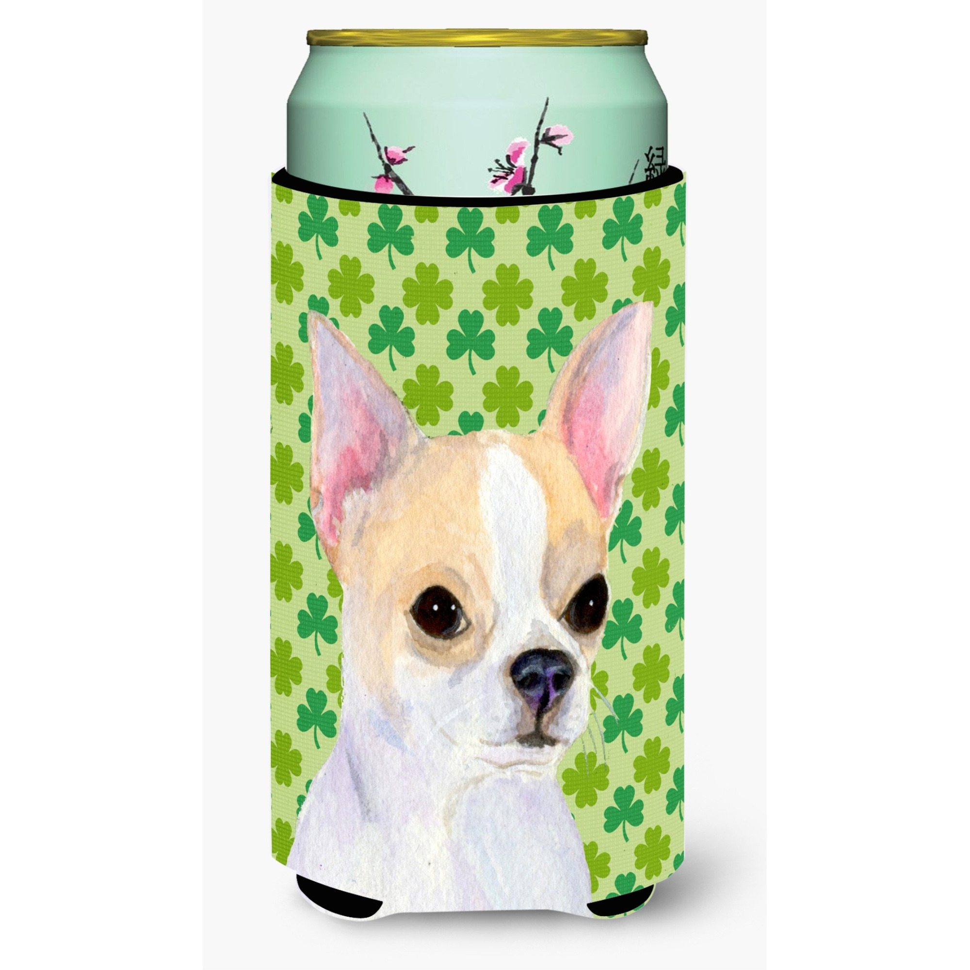 Chihuahua St. Patricks Day Shamrock Portrait  Tall Boy Beverage Insulator Beverage Insulator Hugger