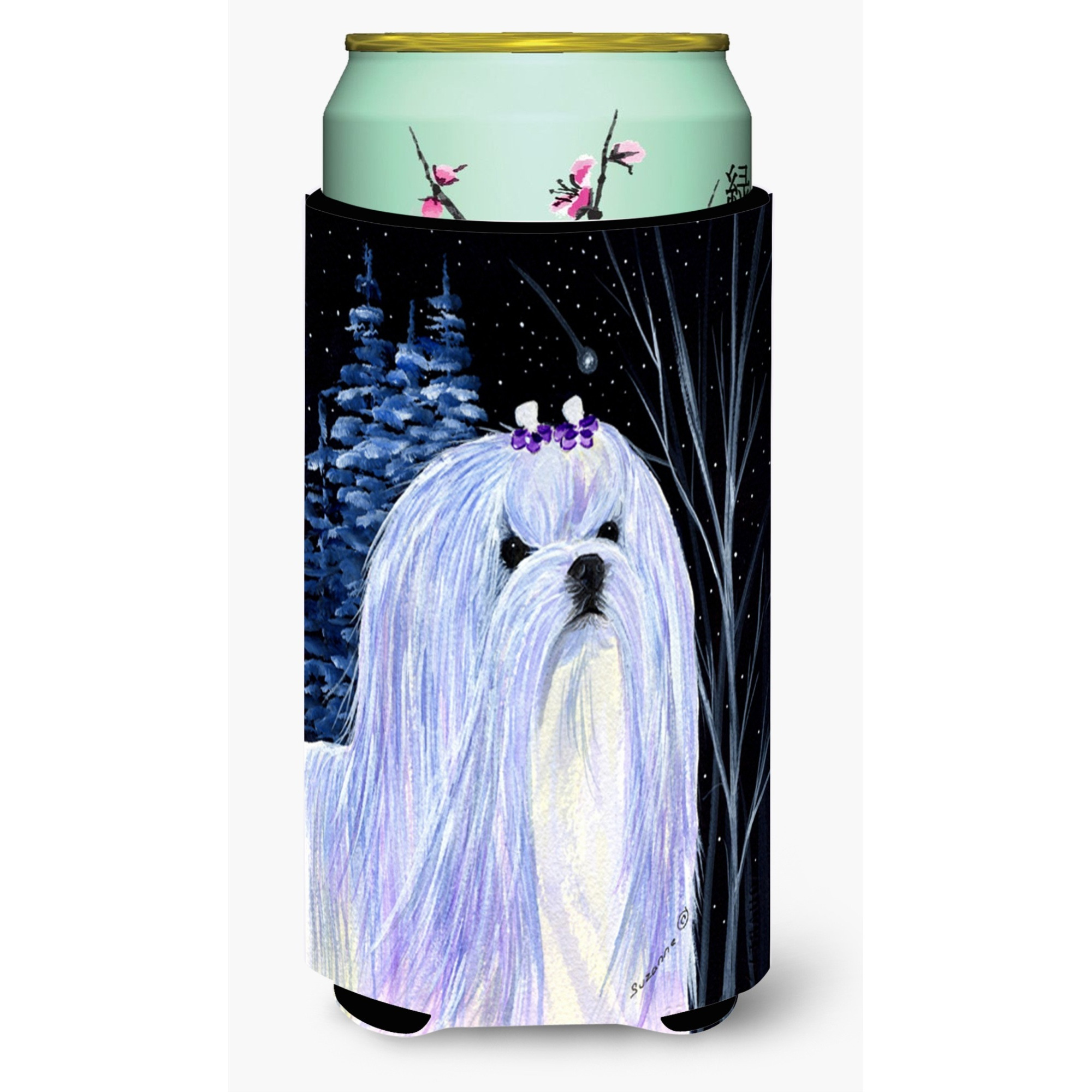 Starry Night Maltese  Tall Boy Beverage Insulator Beverage Insulator Hugger