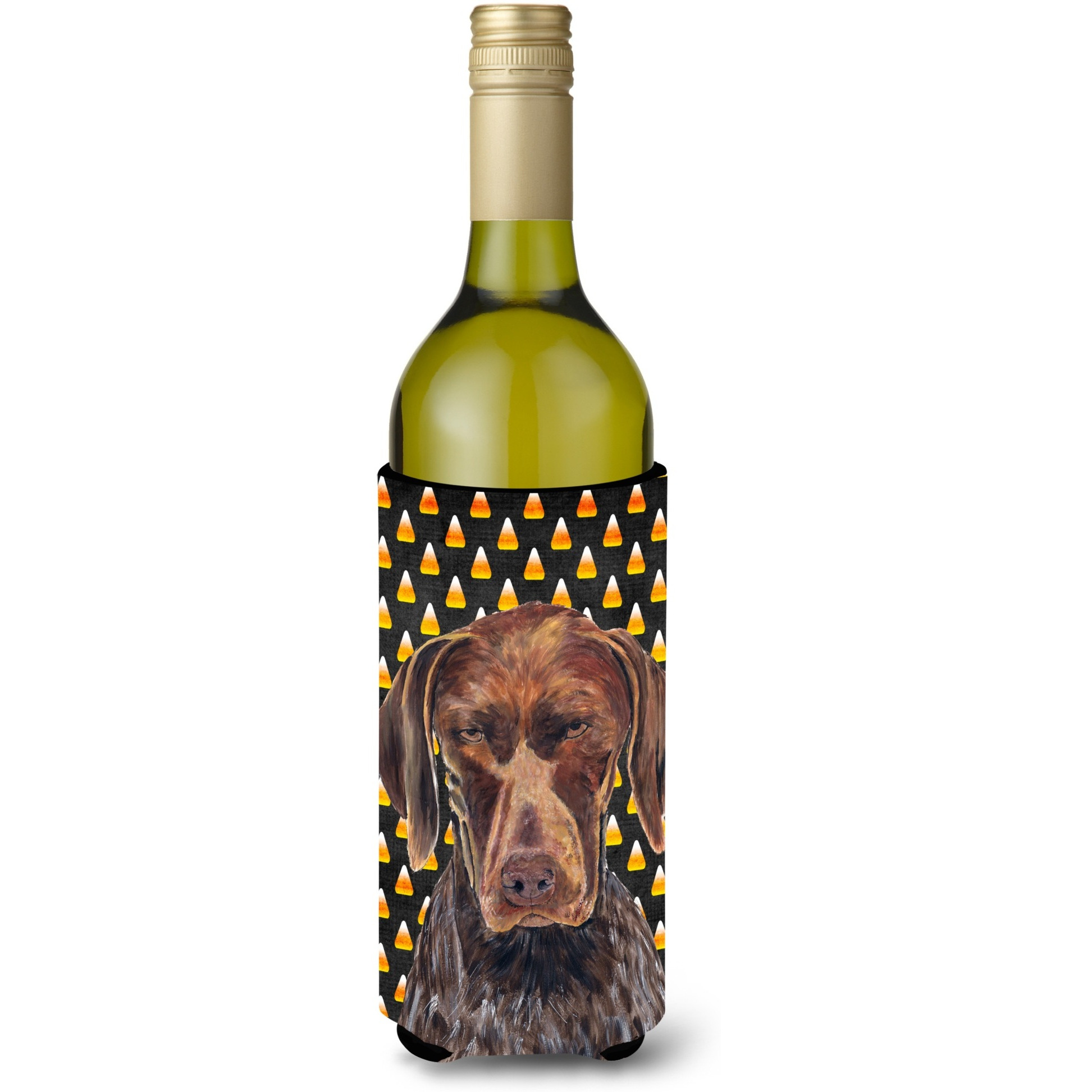 German Shorthaired Pointer Candy Corn Halloween  Wine Bottle Beverage Insulator Beverage Insulator Hugger