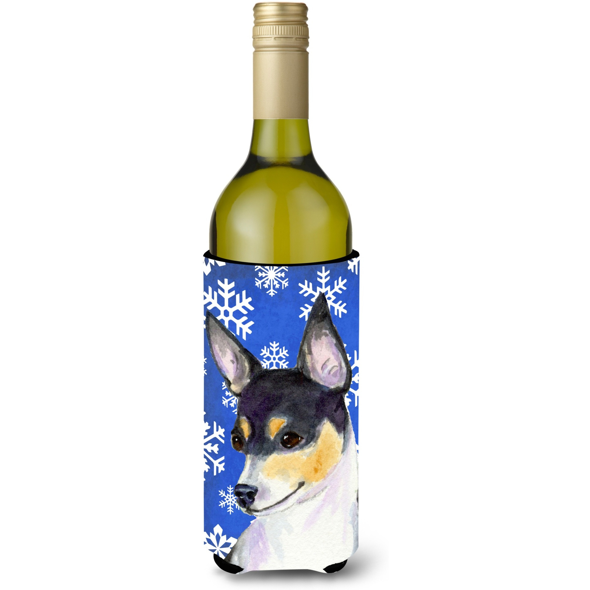 Chihuahua Winter Snowflakes Holiday Wine Bottle Beverage Insulator Beverage Insulator Hugger SS4656LITERK