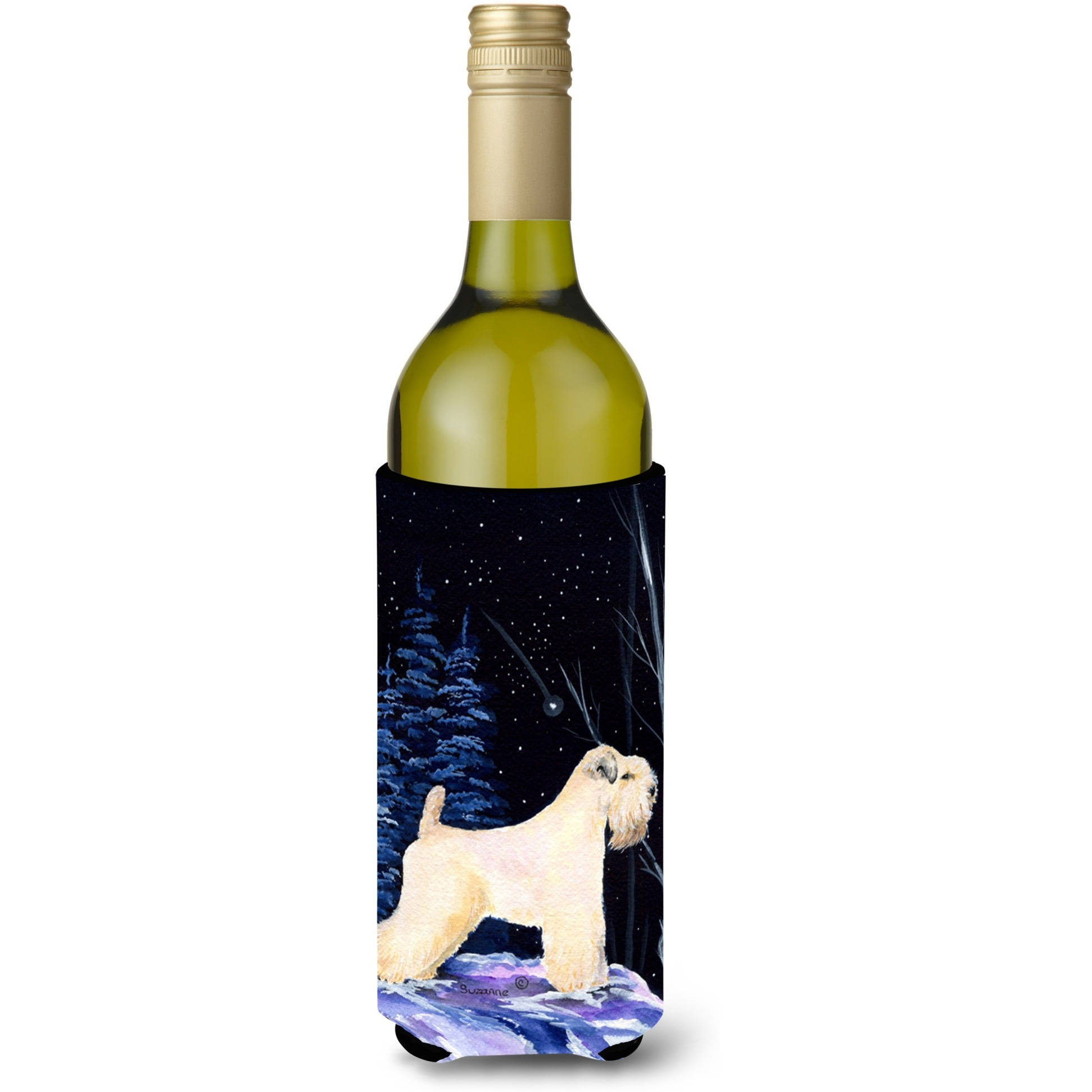Starry Night Wheaten Terrier Soft Coated Wine Bottle Beverage Insulator Beverage Insulator Hugger SS8386LITERK