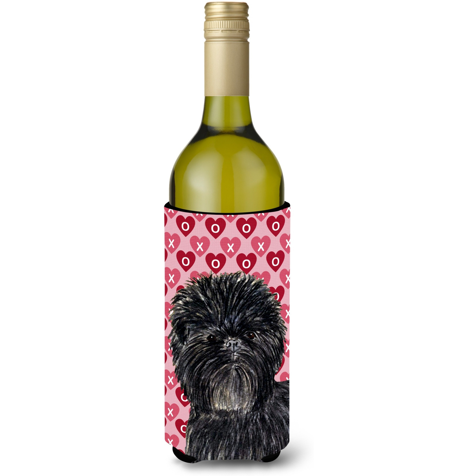 Affenpinscher Hearts Love and Valentine's Day  Wine Bottle Beverage Insulator Beverage Insulator Hugger