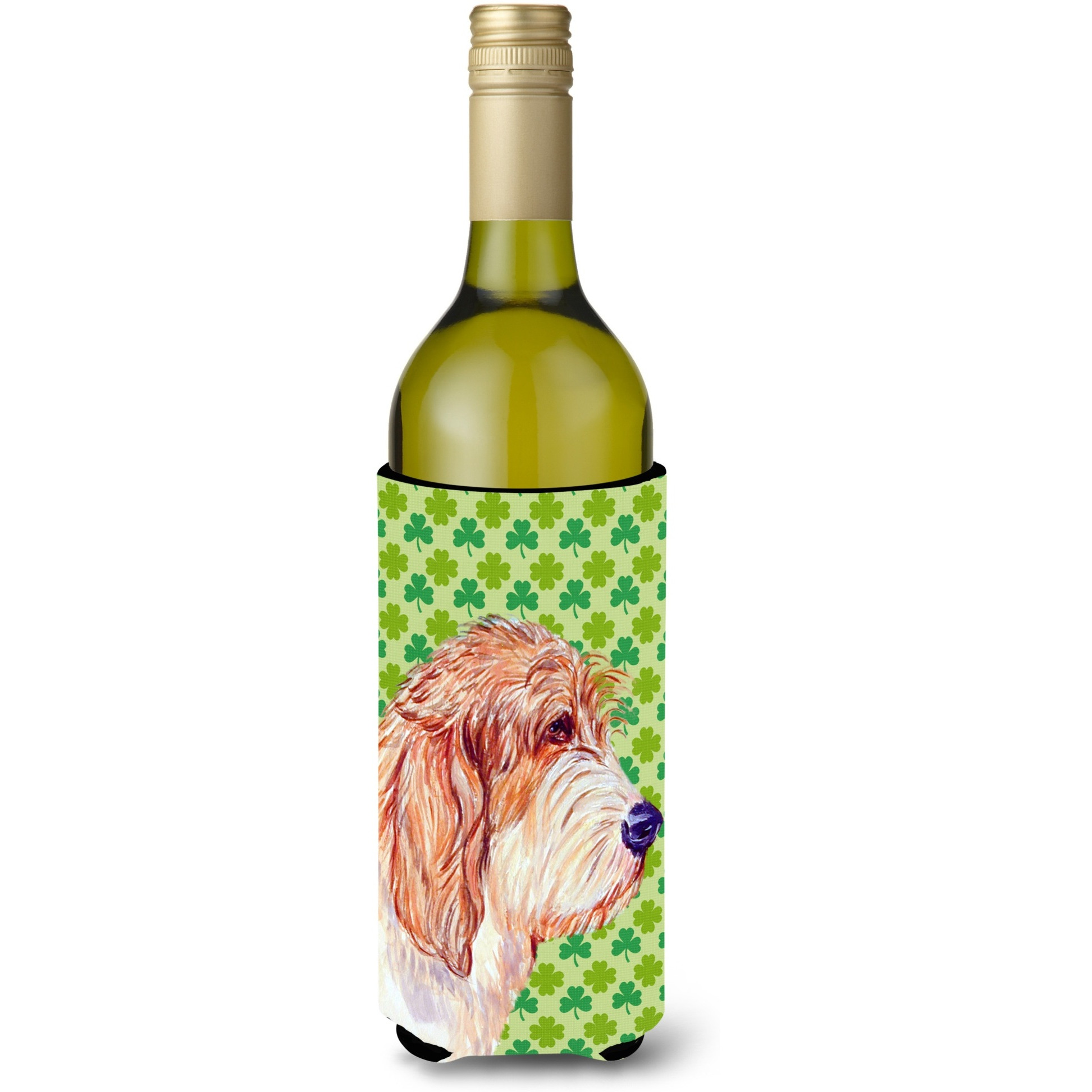 Petit Basset Griffon Vendeen St. Patrick's Day  Wine Bottle Beverage Insulator Beverage Insulator Hugger