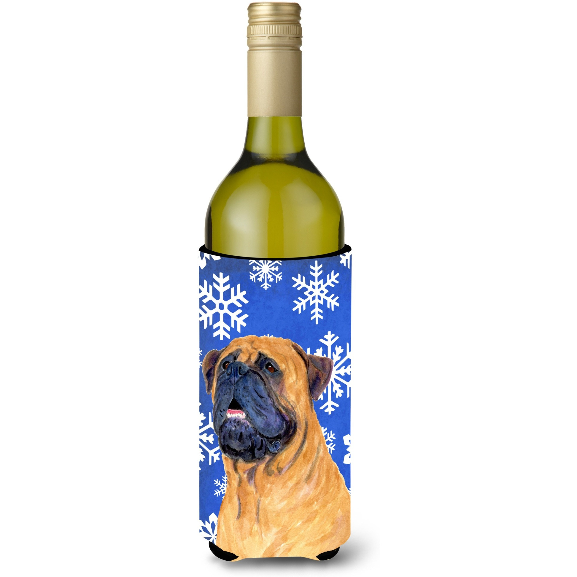Mastiff Winter Snowflakes Holiday Wine Bottle Beverage Insulator Beverage Insulator Hugger SS4658LITERK