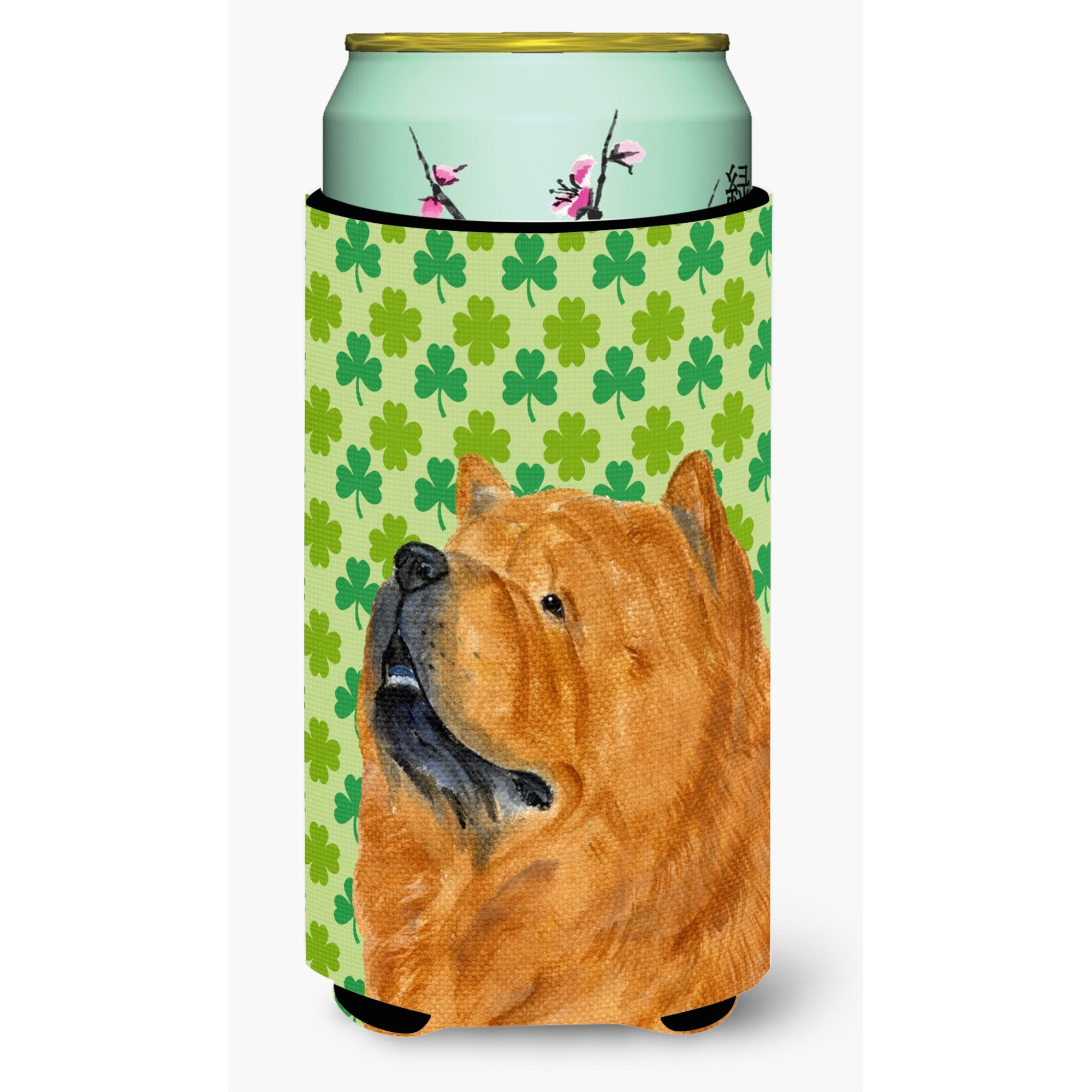 Chow Chow St. Patrick's Day Shamrock Portrait  Tall Boy Beverage Insulator Beverage Insulator Hugger