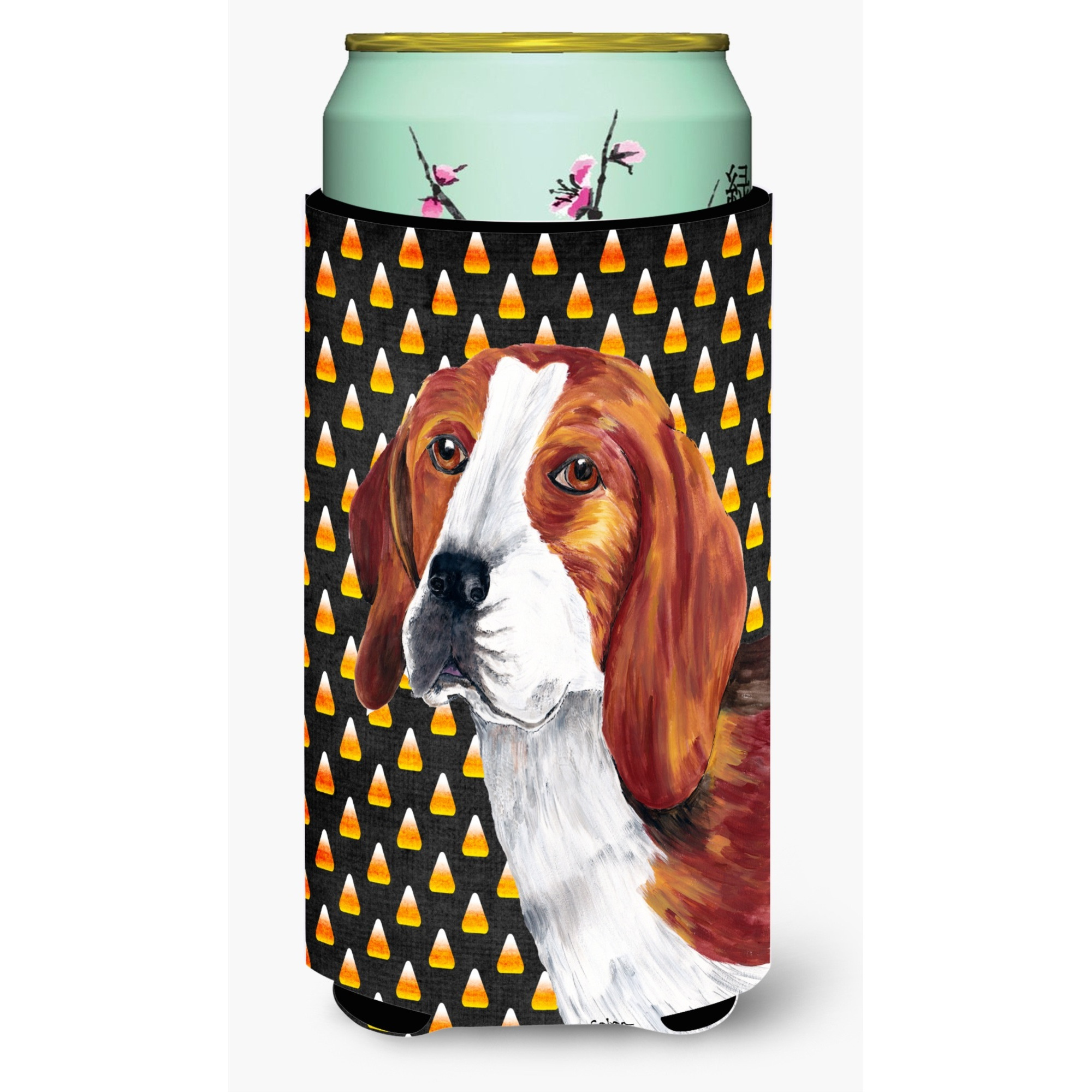 Beagle Candy Corn Halloween Portrait  Tall Boy Beverage Insulator Beverage Insulator Hugger