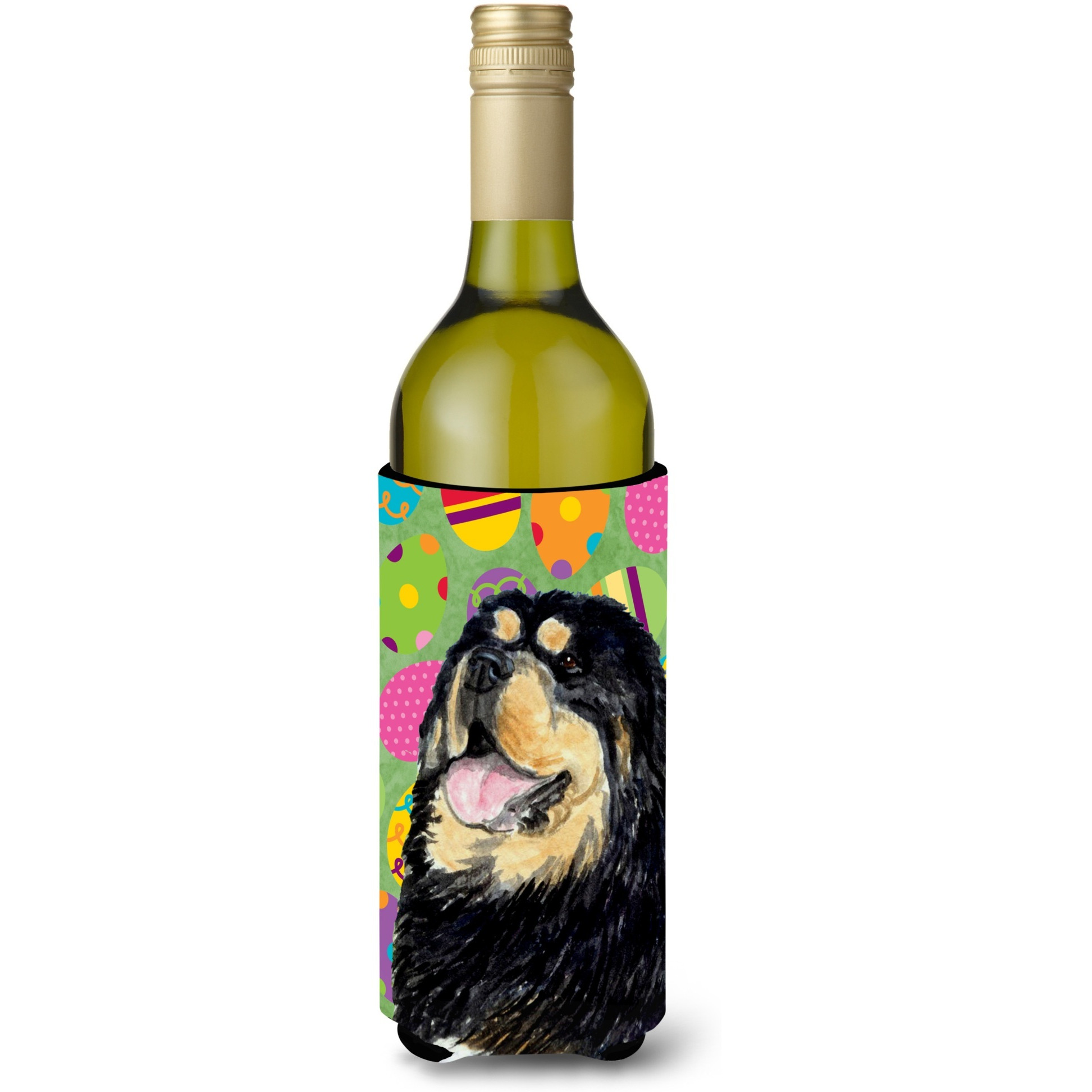 Tibetan Mastiff Easter Eggtravaganza Wine Bottle Beverage Insulator Beverage Insulator Hugger