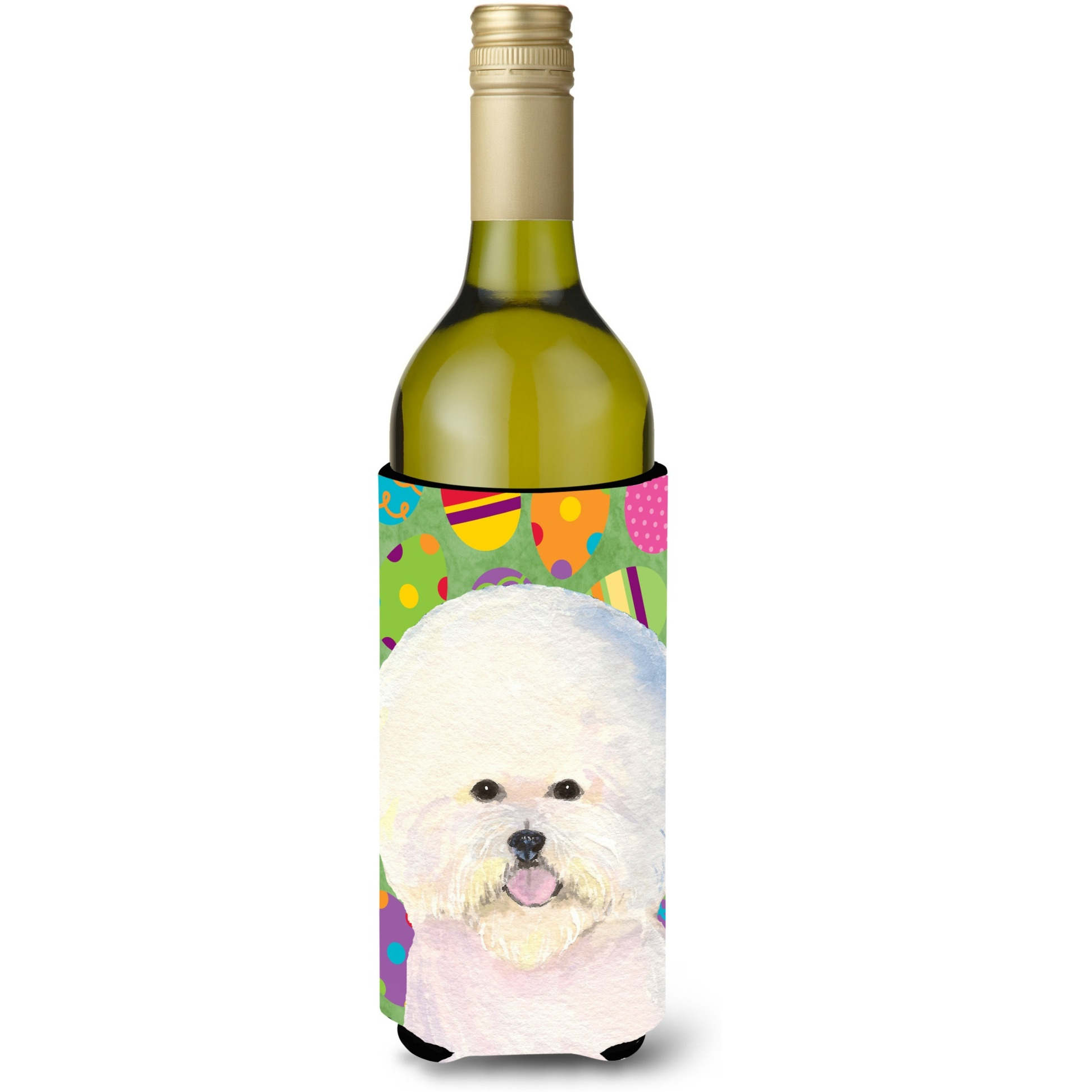 Bichon Frise Easter Eggtravaganza Wine Bottle Beverage Insulator Beverage Insulator Hugger SS4871LITERK