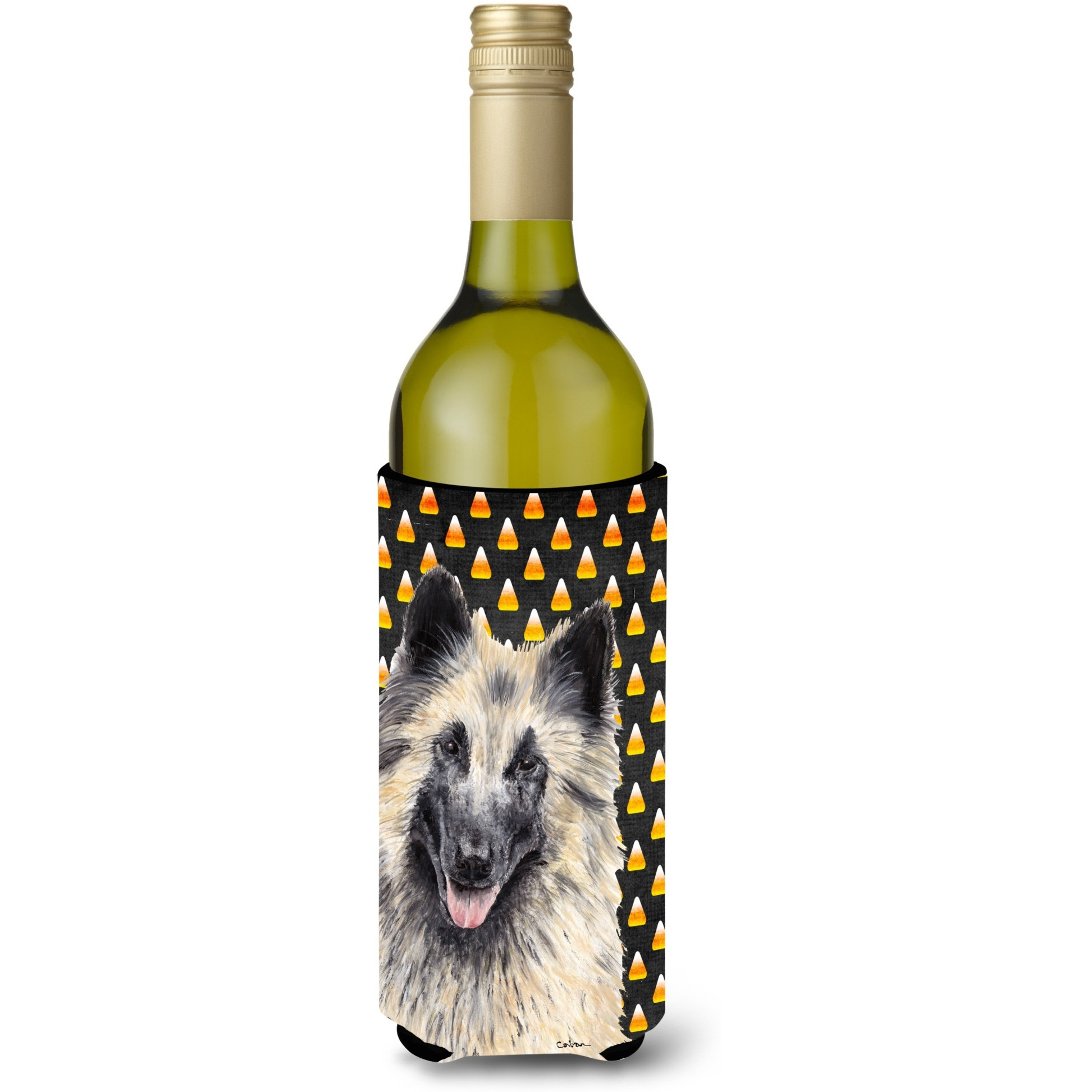 Belgian Tervuren Candy Corn Halloween Portrait Wine Bottle Beverage Insulator Beverage Insulator Hugger