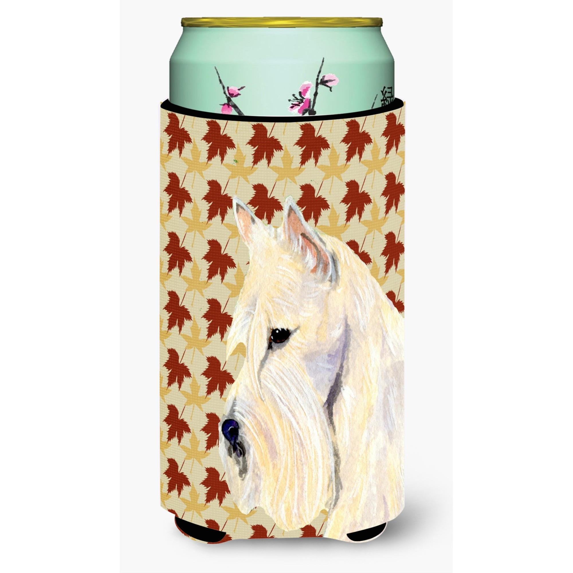 Scottish Terrier Wheaten Fall Leaves Portrait  Tall Boy Beverage Insulator Beverage Insulator Hugger