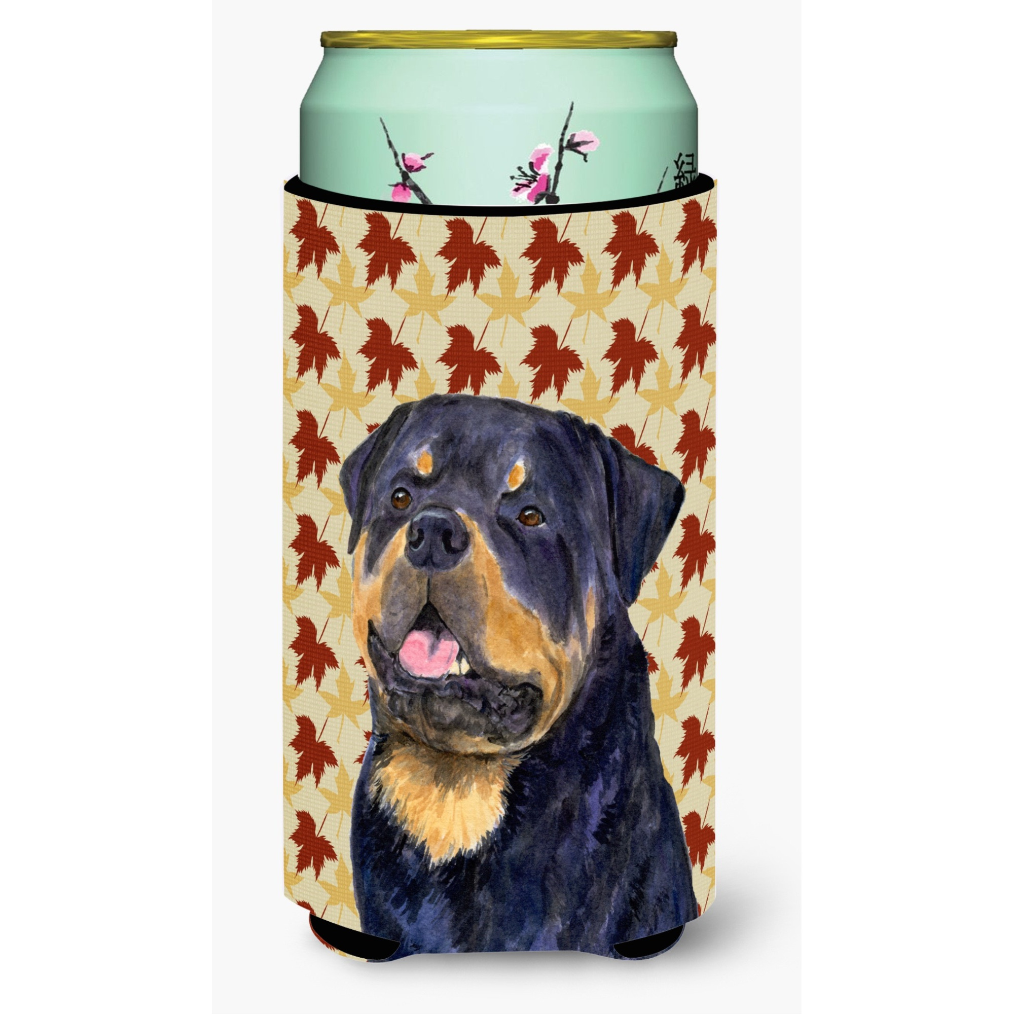 Rottweiler Fall Leaves Portrait  Tall Boy Beverage Insulator Beverage Insulator Hugger