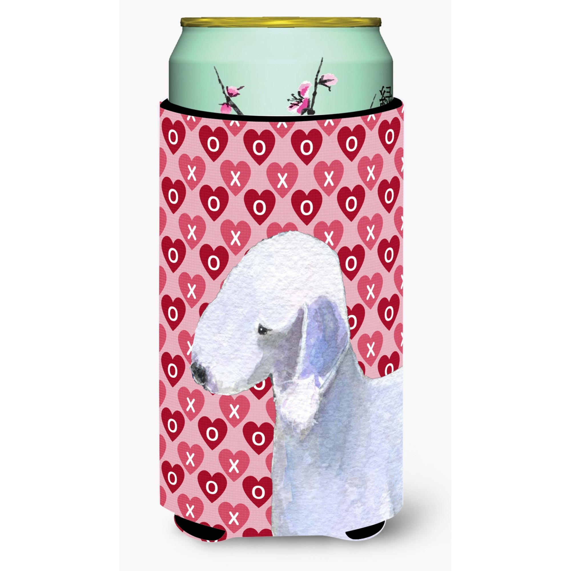 Bedlington Terrier Hearts Love Valentine's Day Portrait  Tall Boy Beverage Insulator Beverage Insulator Hugger