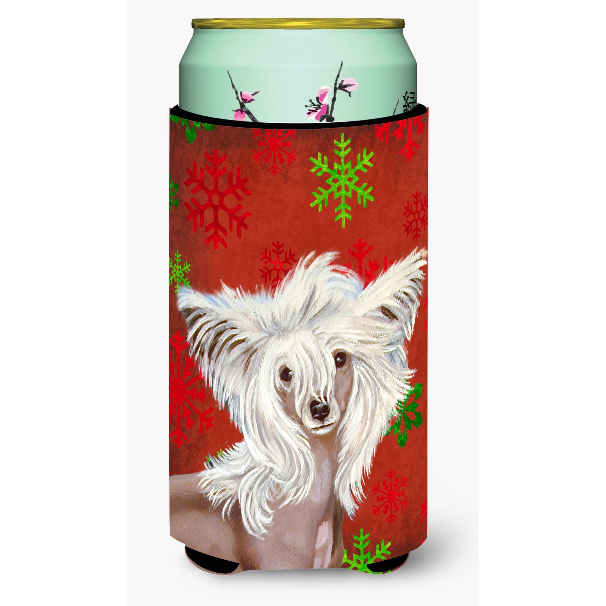 Chinese Crested Snowflakes Holiday Christmas  Tall Boy Beverage Insulator Beverage Insulator Hugger