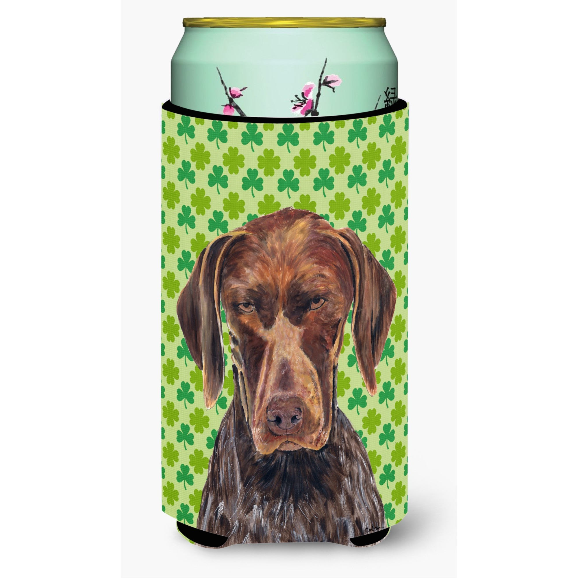 German Shorthaired Pointer  Shamrock   Tall Boy Beverage Insulator Beverage Insulator Hugger