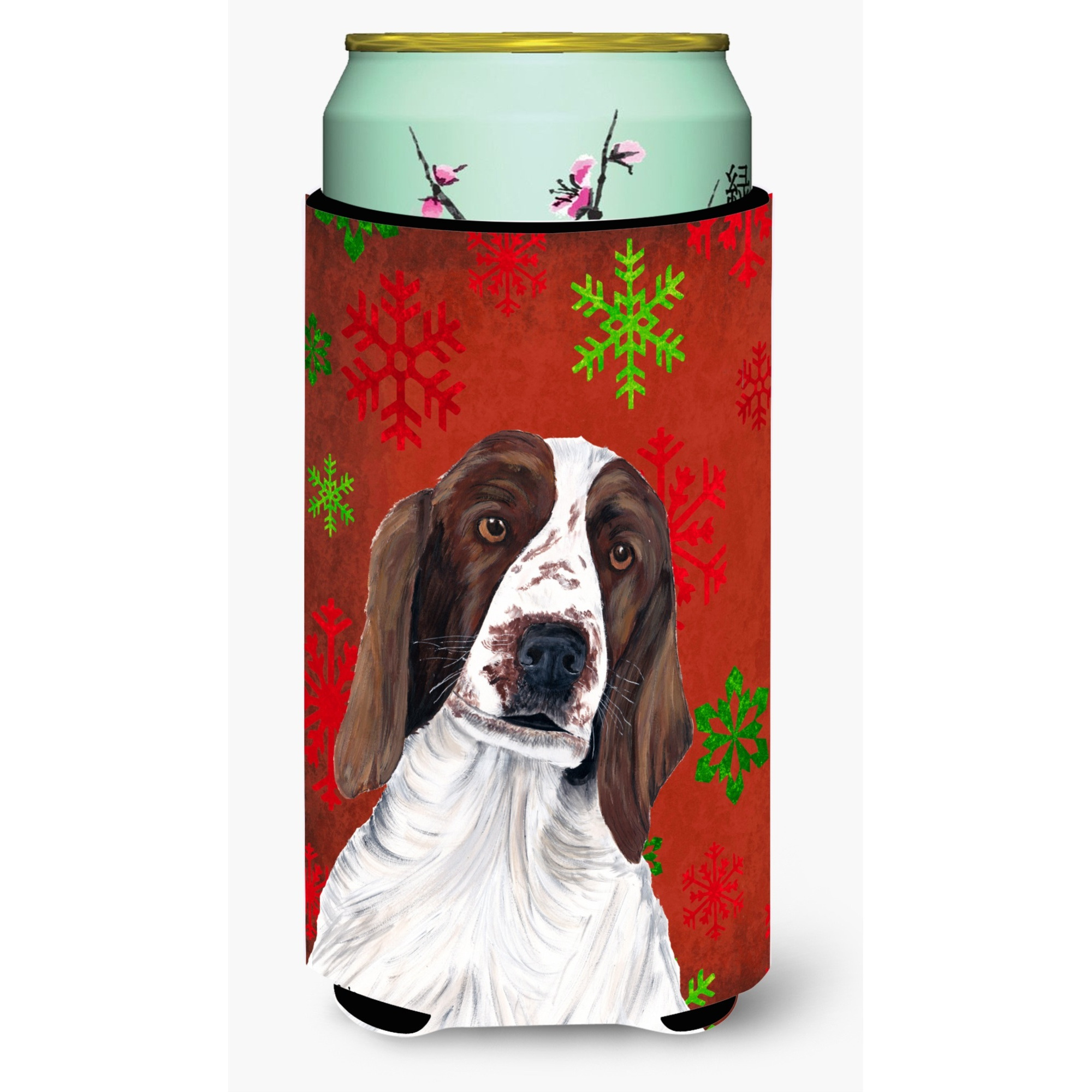 Welsh Springer Spaniel Snowflakes Holiday Christmas  Tall Boy Beverage Insulator Beverage Insulator Hugger