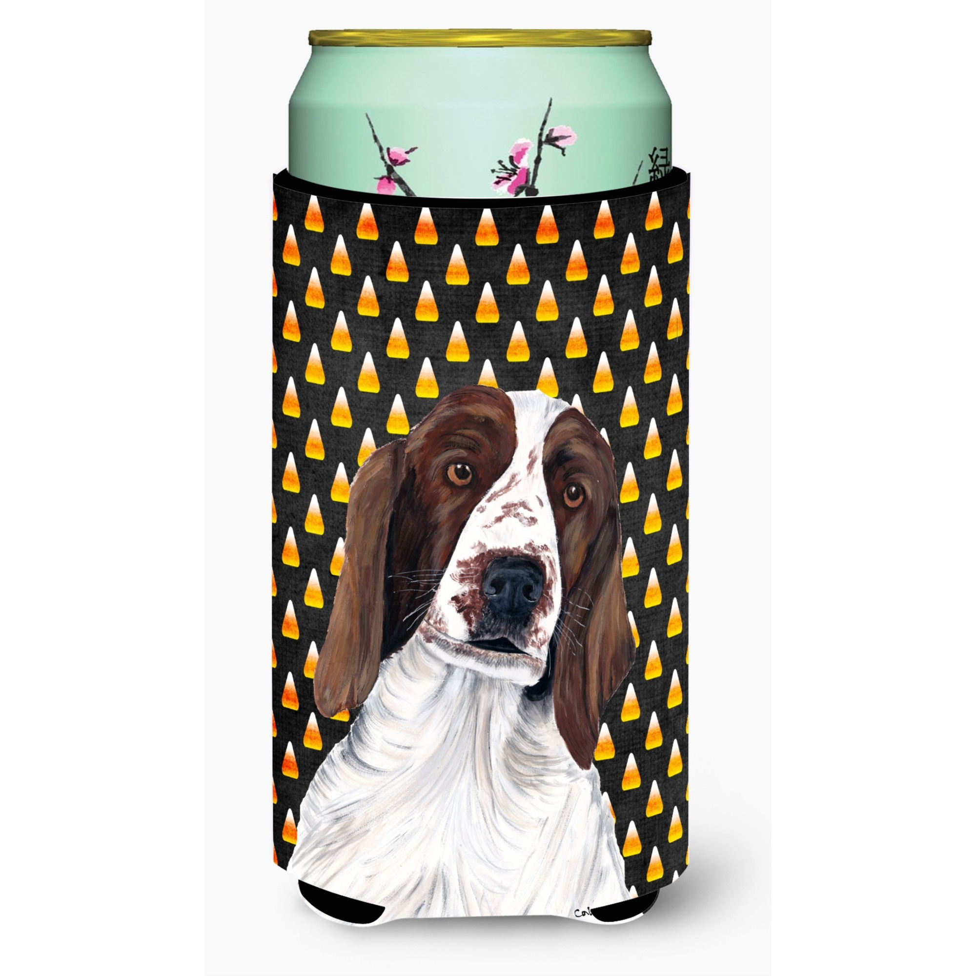 Welsh Springer Spaniel Candy Corn Halloween Portrait  Tall Boy Beverage Insulator Beverage Insulator Hugger