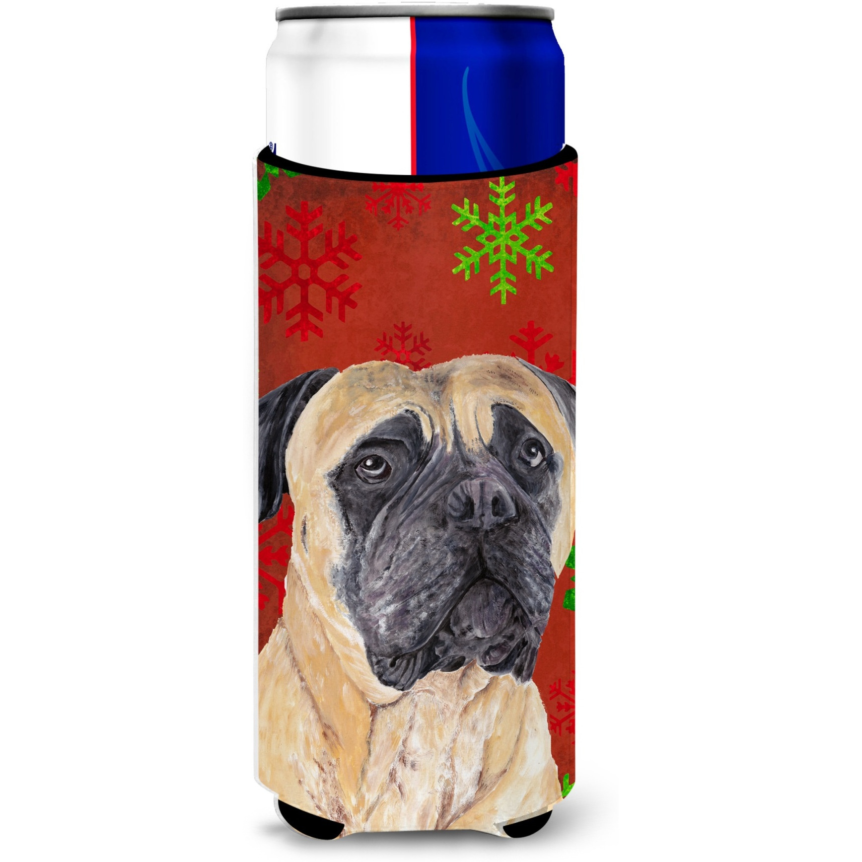 Mastiff Red and Green Snowflakes Holiday Christmas Ultra Beverage Insulators for slim cans SC9425MUK