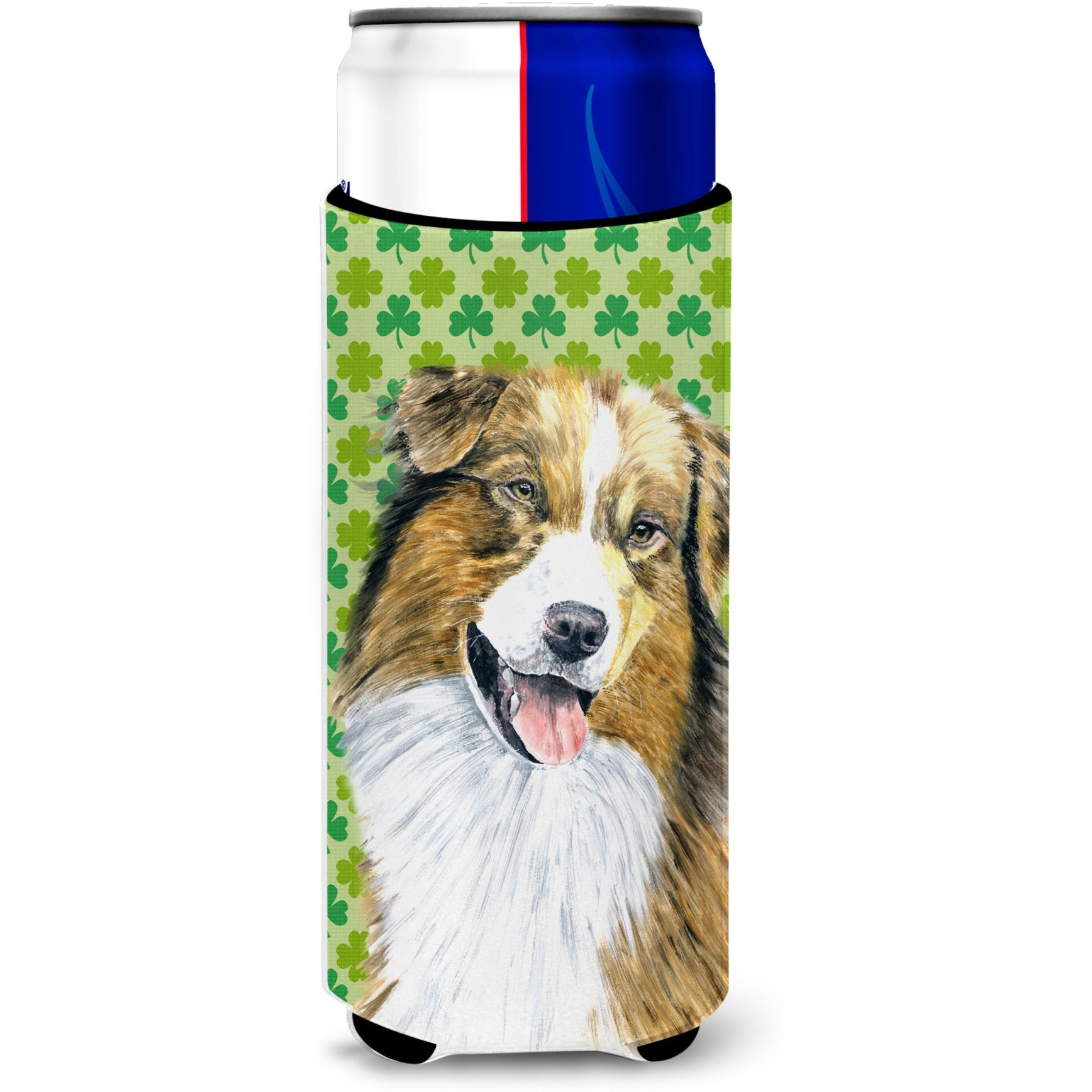 Australian Shepherd St. Patrick's Day Shamrock Ultra Beverage Insulators for slim cans SC9317MUK