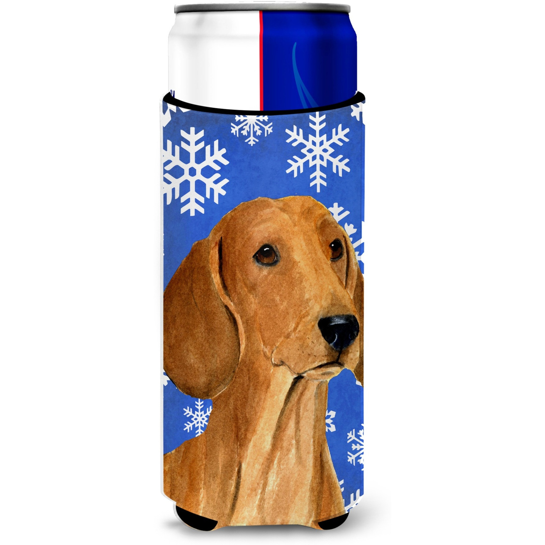 Dachshund Winter Snowflakes Holiday Ultra Beverage Insulators for slim cans SS4625MUK