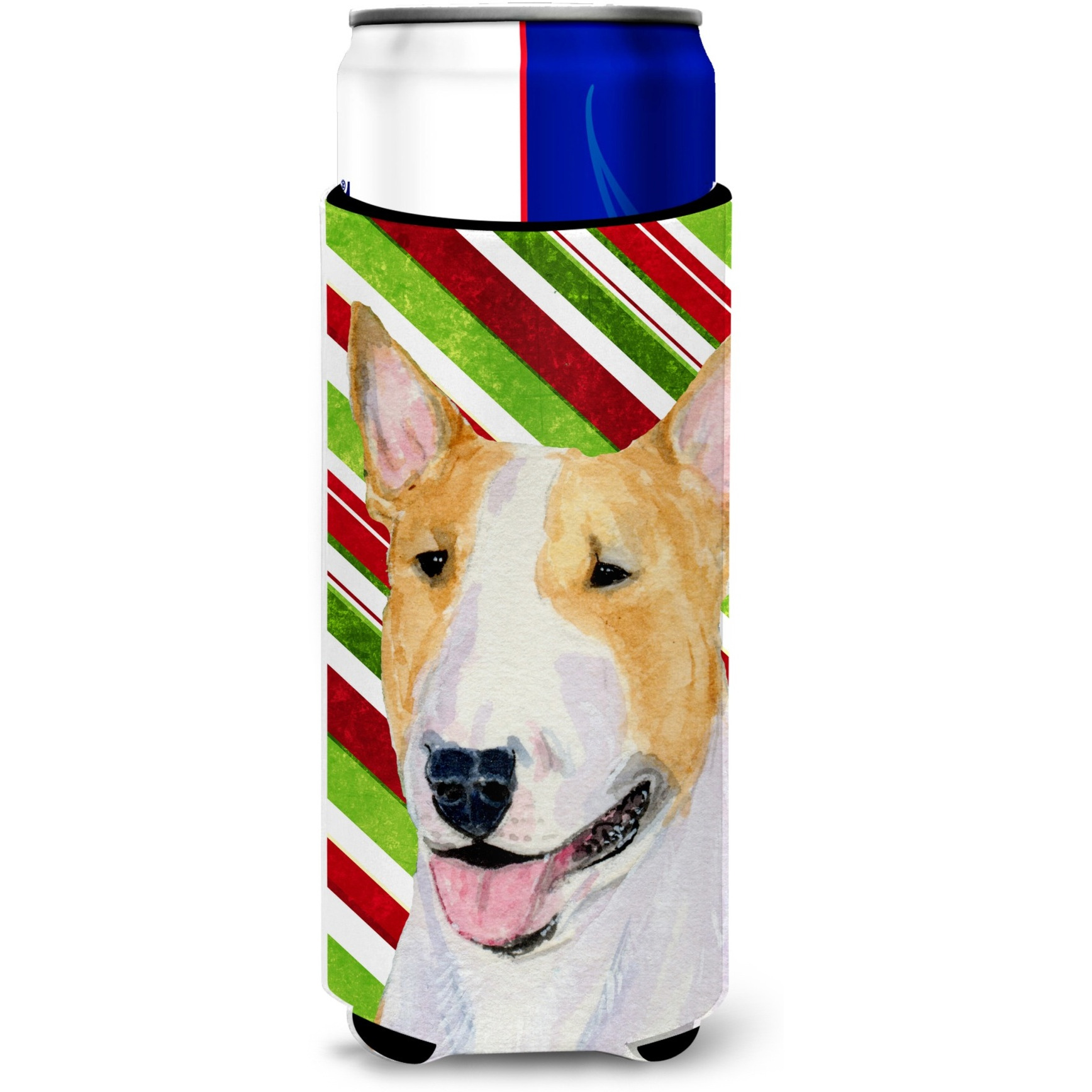 Bull Terrier Candy Cane Holiday Christmas Ultra Beverage Insulators for slim cans SS4565MUK