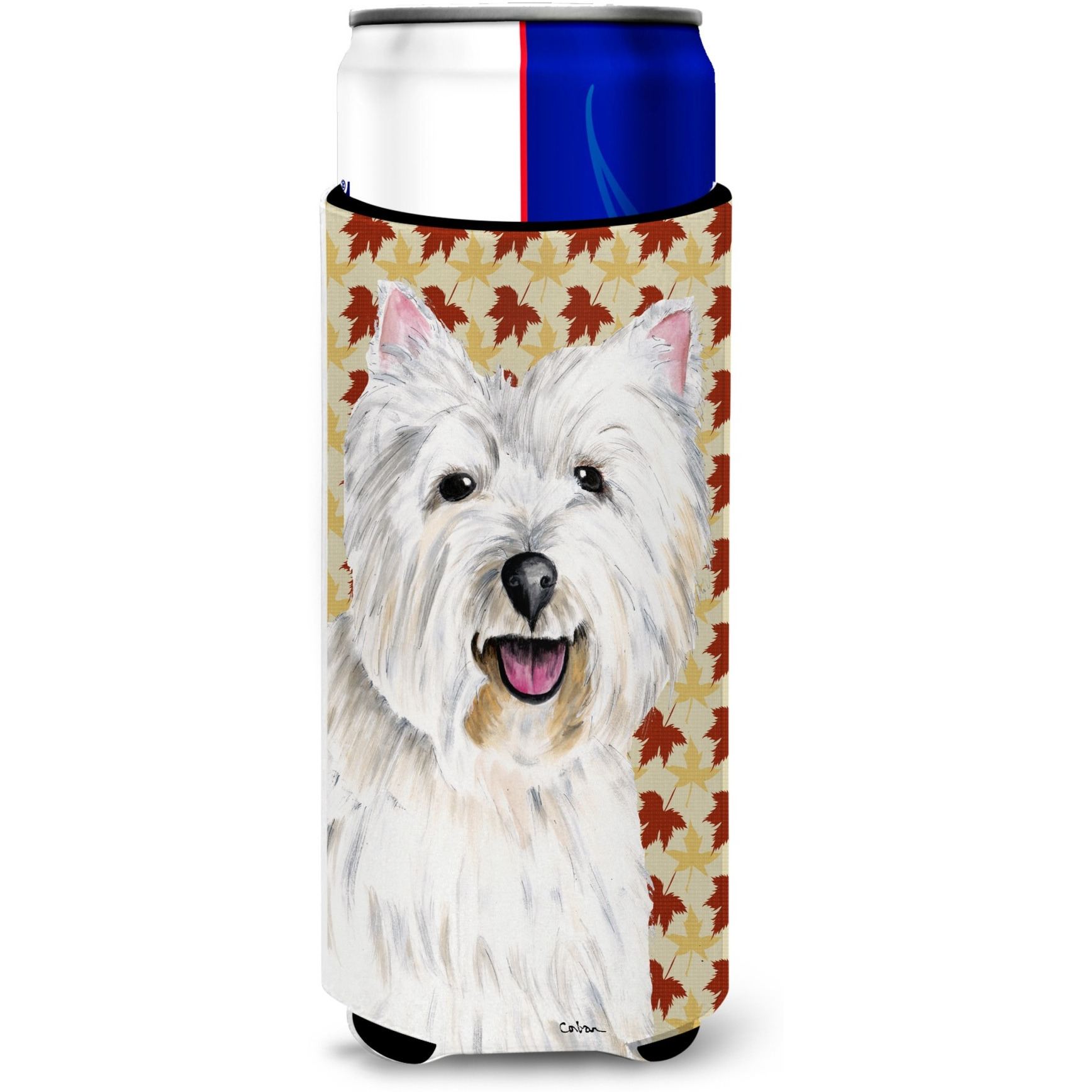 Westie Fall Leaves Portrait Ultra Beverage Insulators for slim cans SC9210MUK