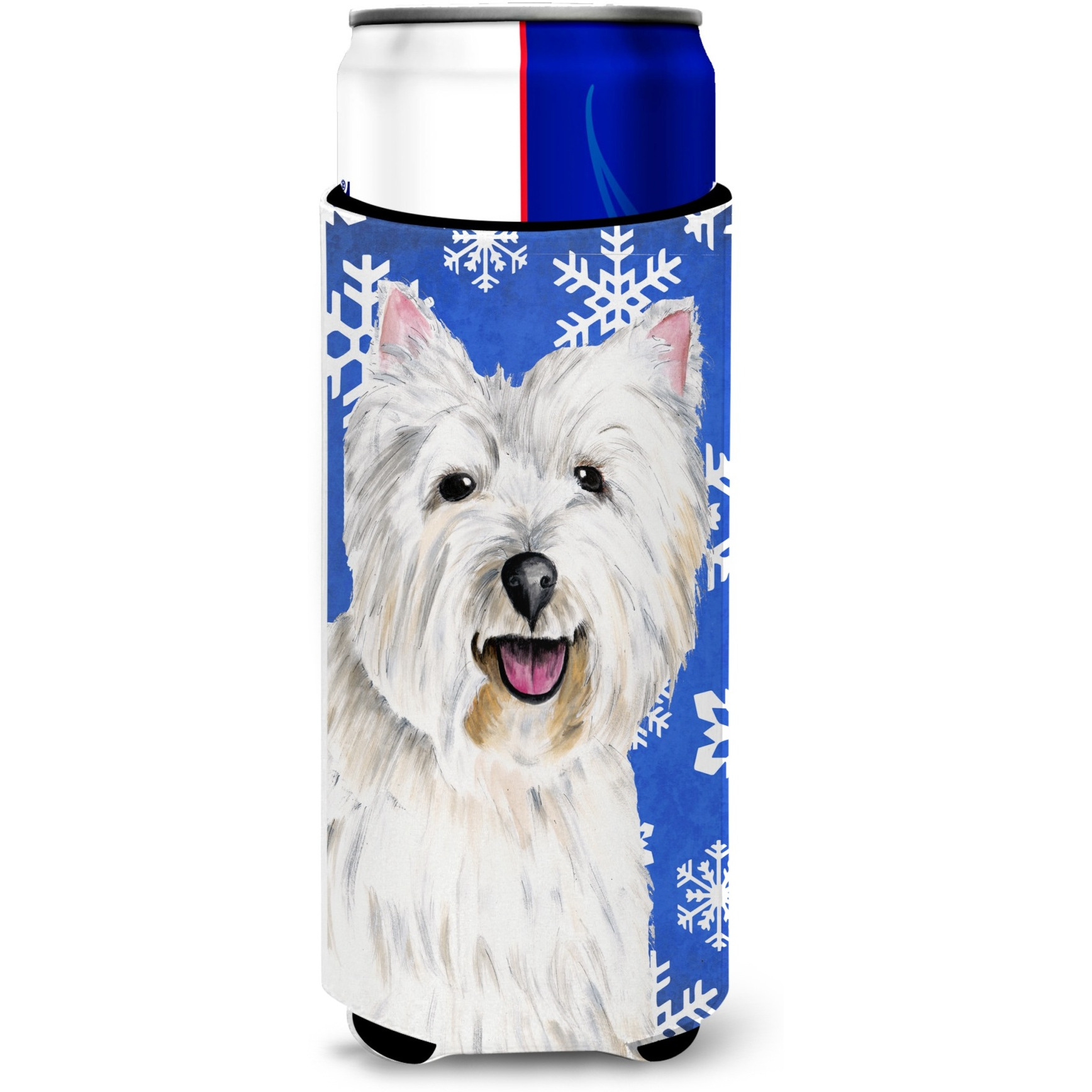 Westie Winter Snowflakes Holiday Ultra Beverage Insulators for slim cans SC9370MUK