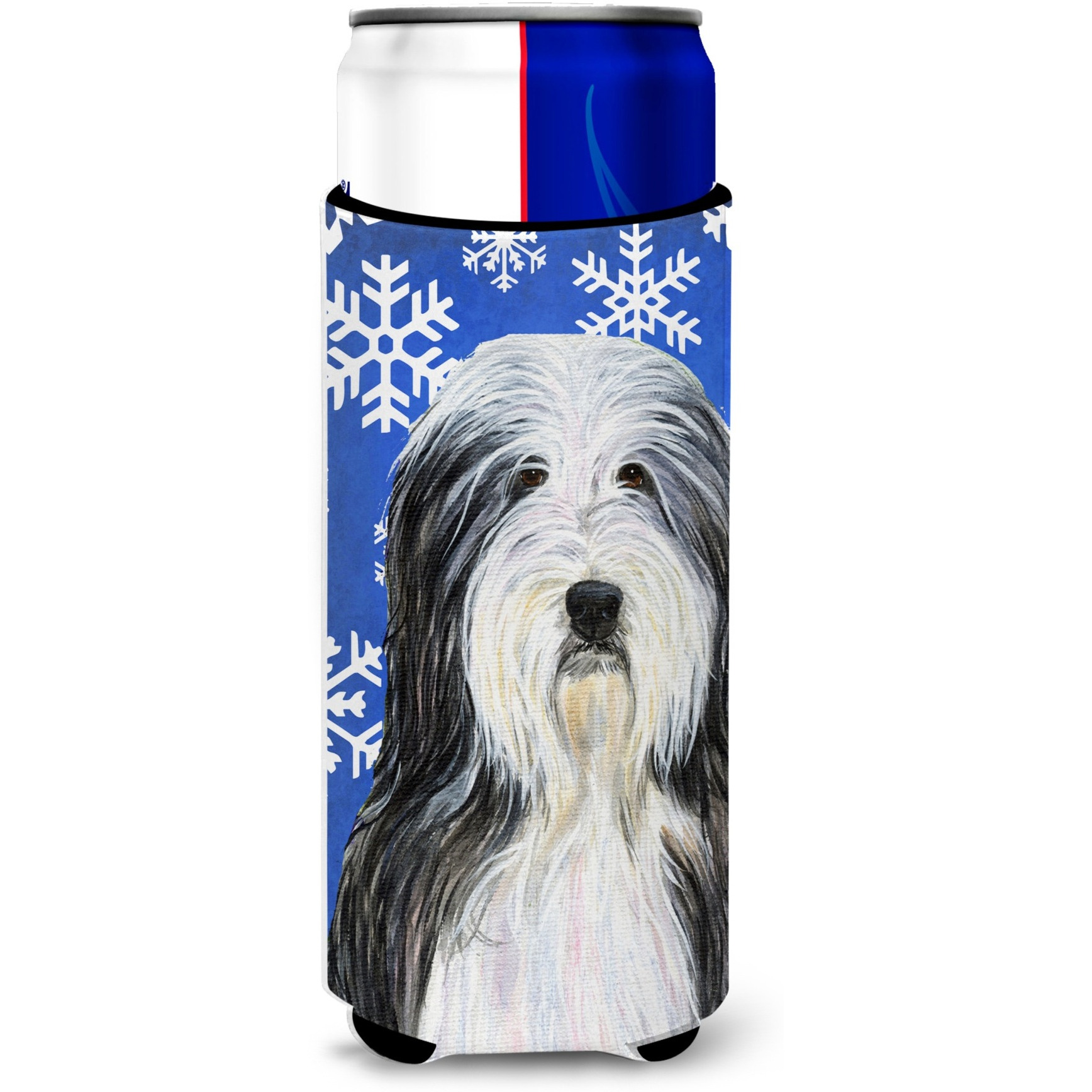 Bearded Collie Winter Snowflakes Holiday Ultra Beverage Insulators for slim cans SS4635MUK