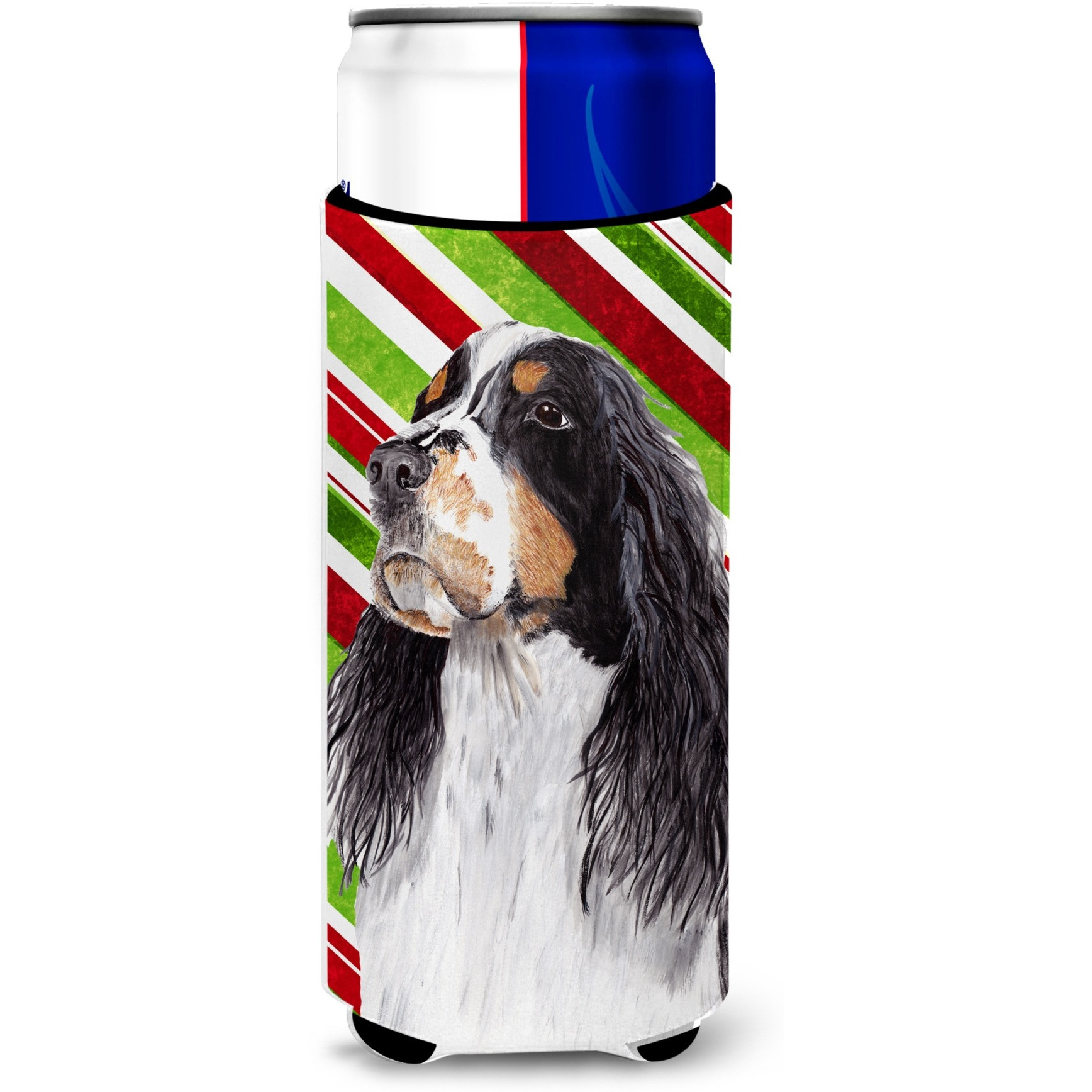 Springer Spaniel Candy Cane Holiday Christmas Ultra Beverage Insulators for slim cans SC9321MUK