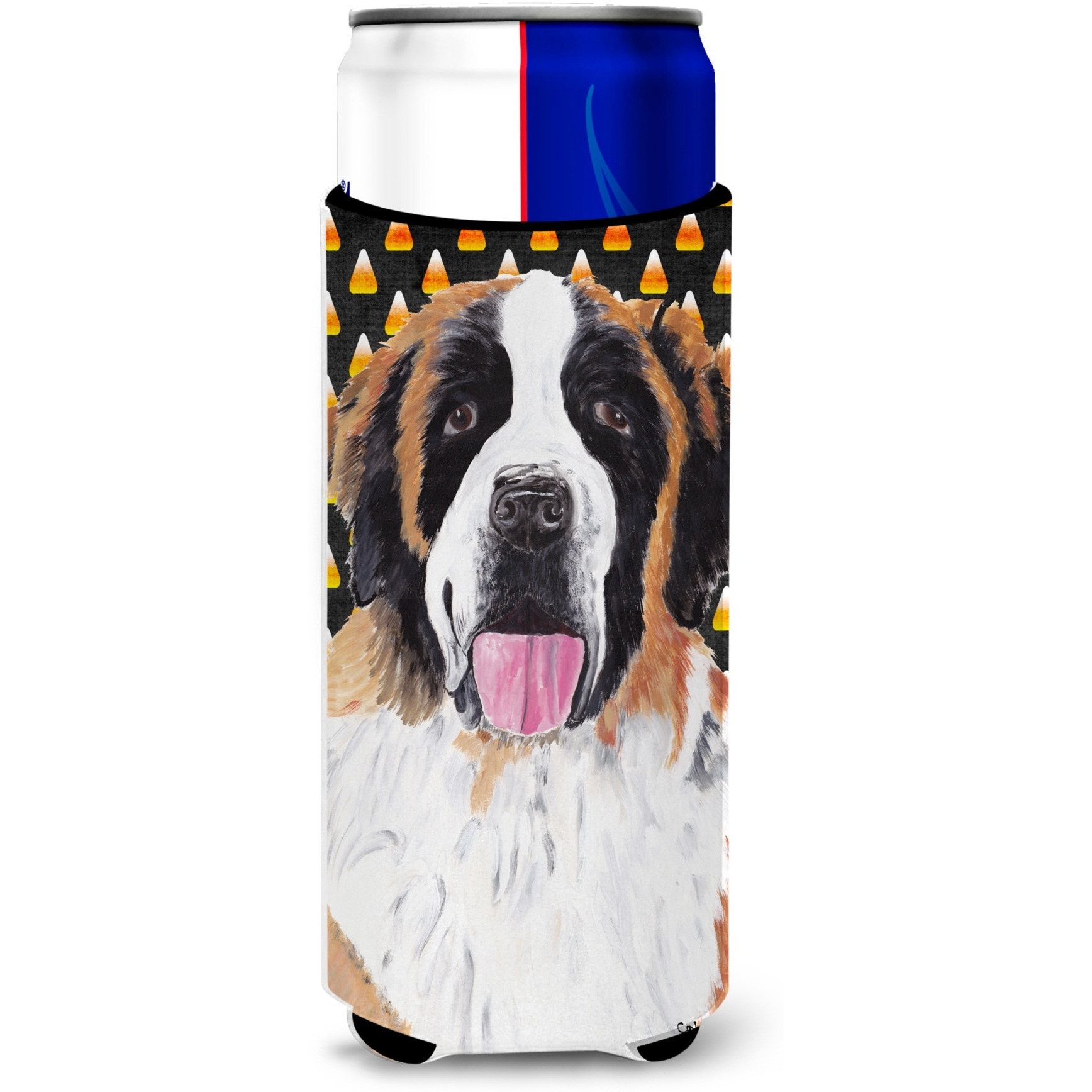 Saint Bernard Candy Corn Halloween Portrait Ultra Beverage Insulators for slim cans SC9165MUK