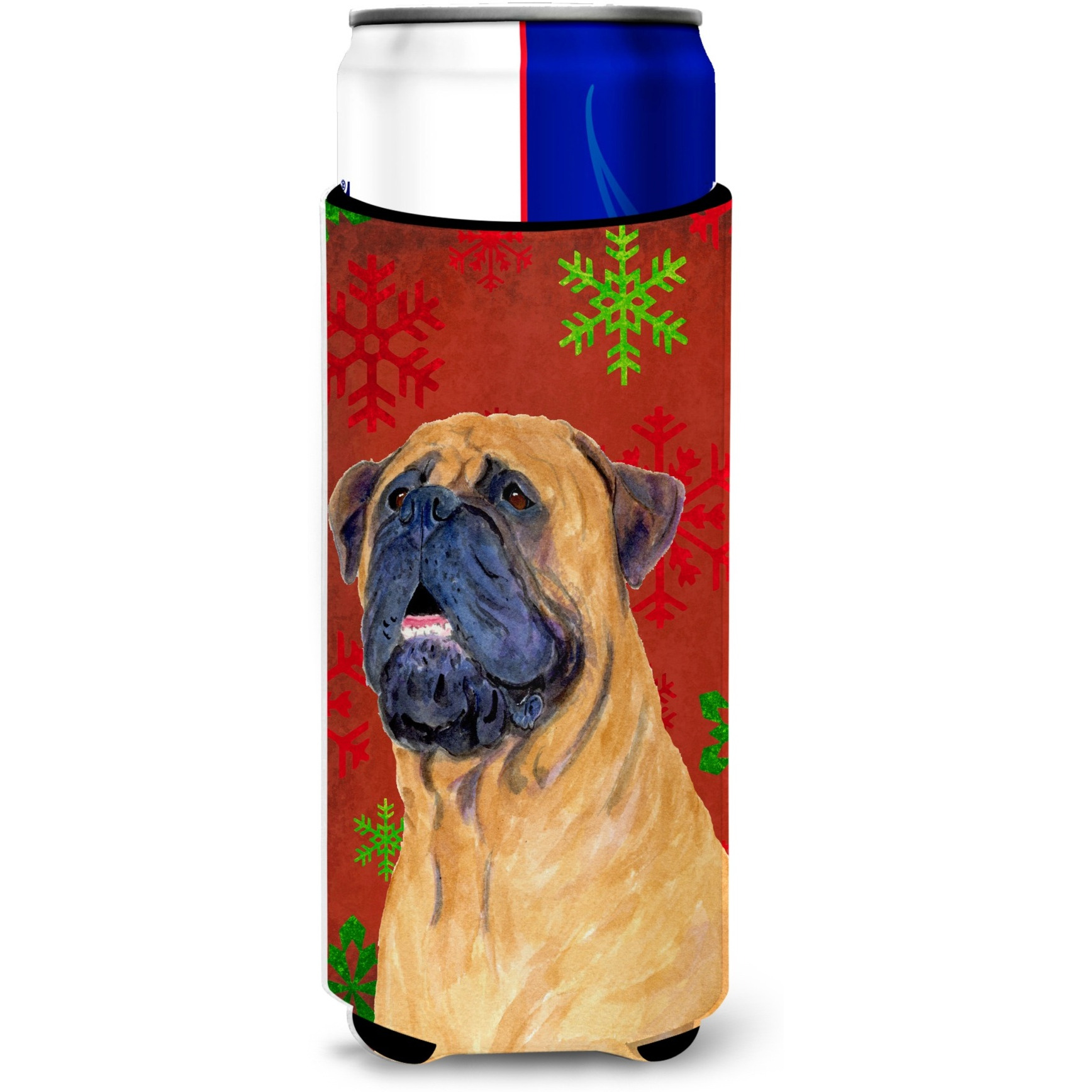 Mastiff Red and Green Snowflakes Holiday Christmas Ultra Beverage Insulators for slim cans SS4727MUK