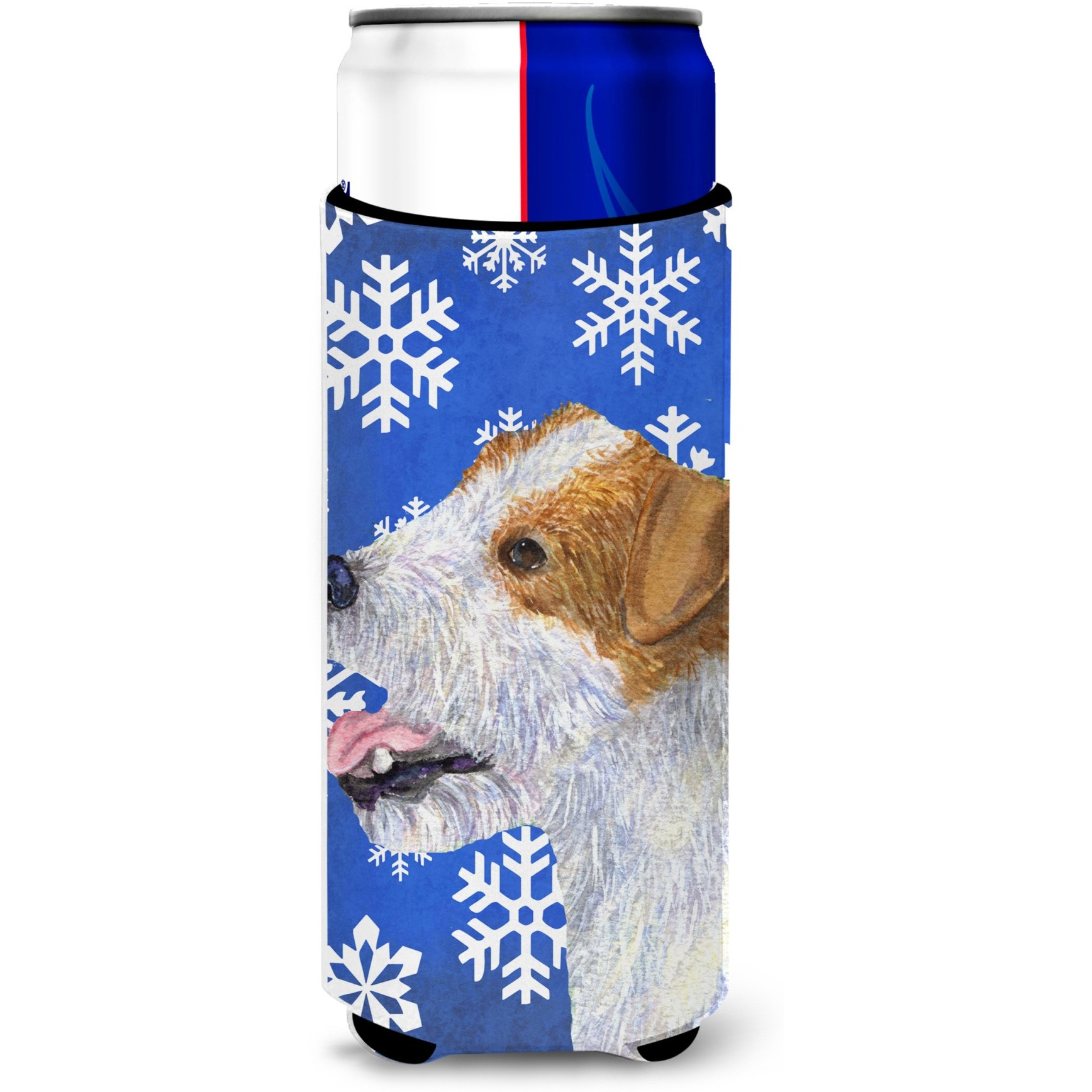 Jack Russell Terrier Winter Snowflakes Holiday Ultra Beverage Insulators for slim cans SS4642MUK