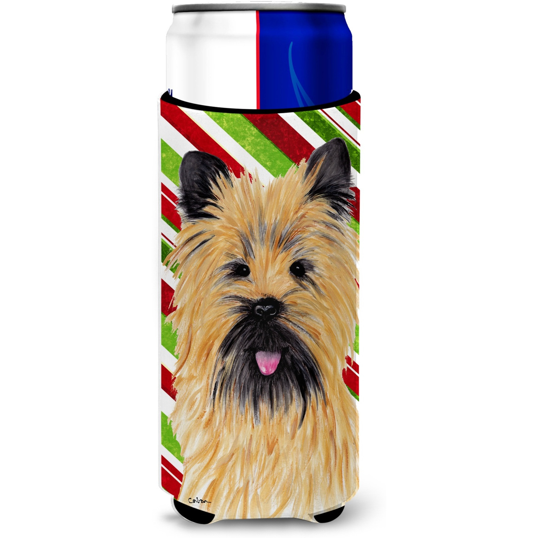Cairn Terrier Candy Cane Holiday Christmas Ultra Beverage Insulators for slim cans SC9335MUK