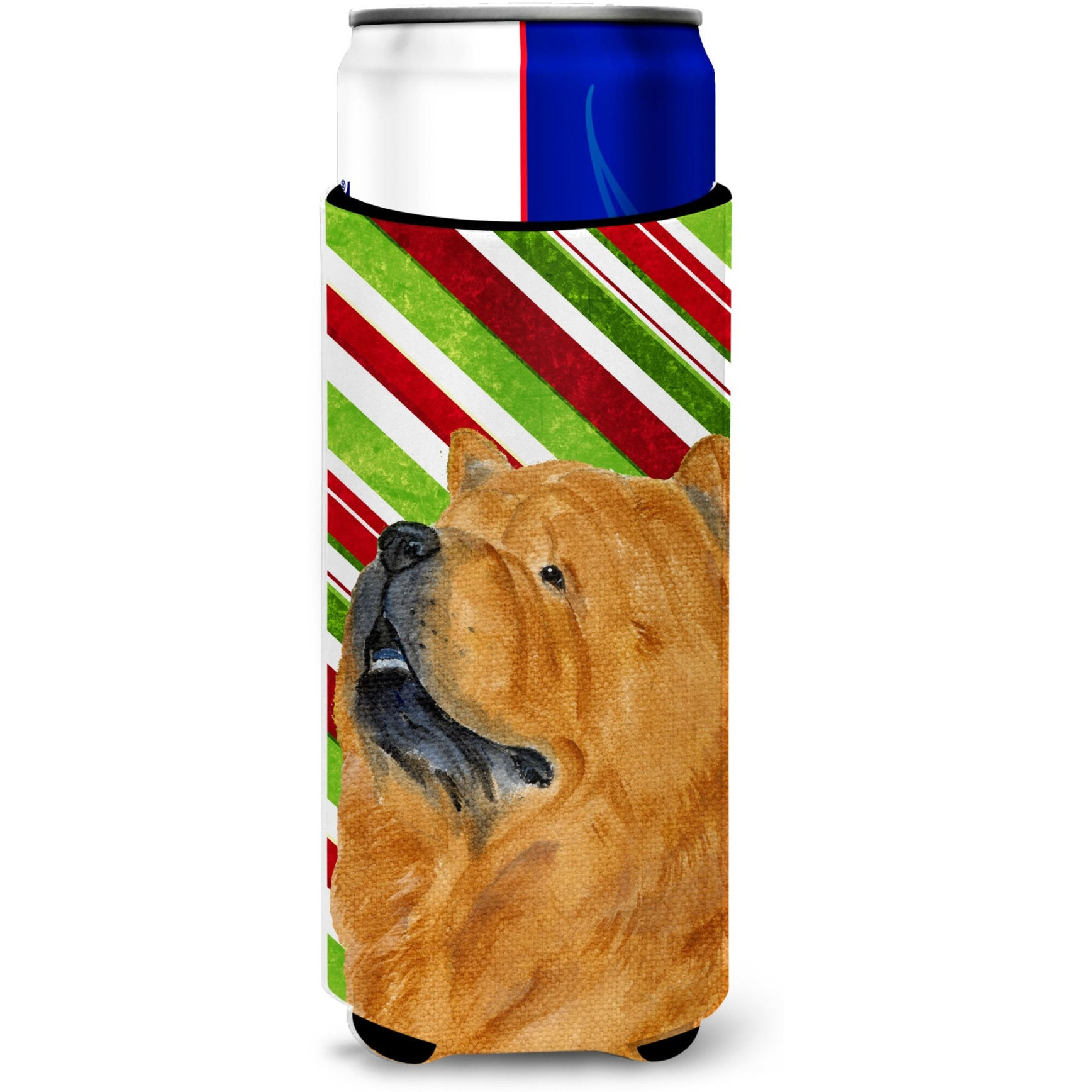 Chow Chow Candy Cane Holiday Christmas Ultra Beverage Insulators for slim cans SS4571MUK