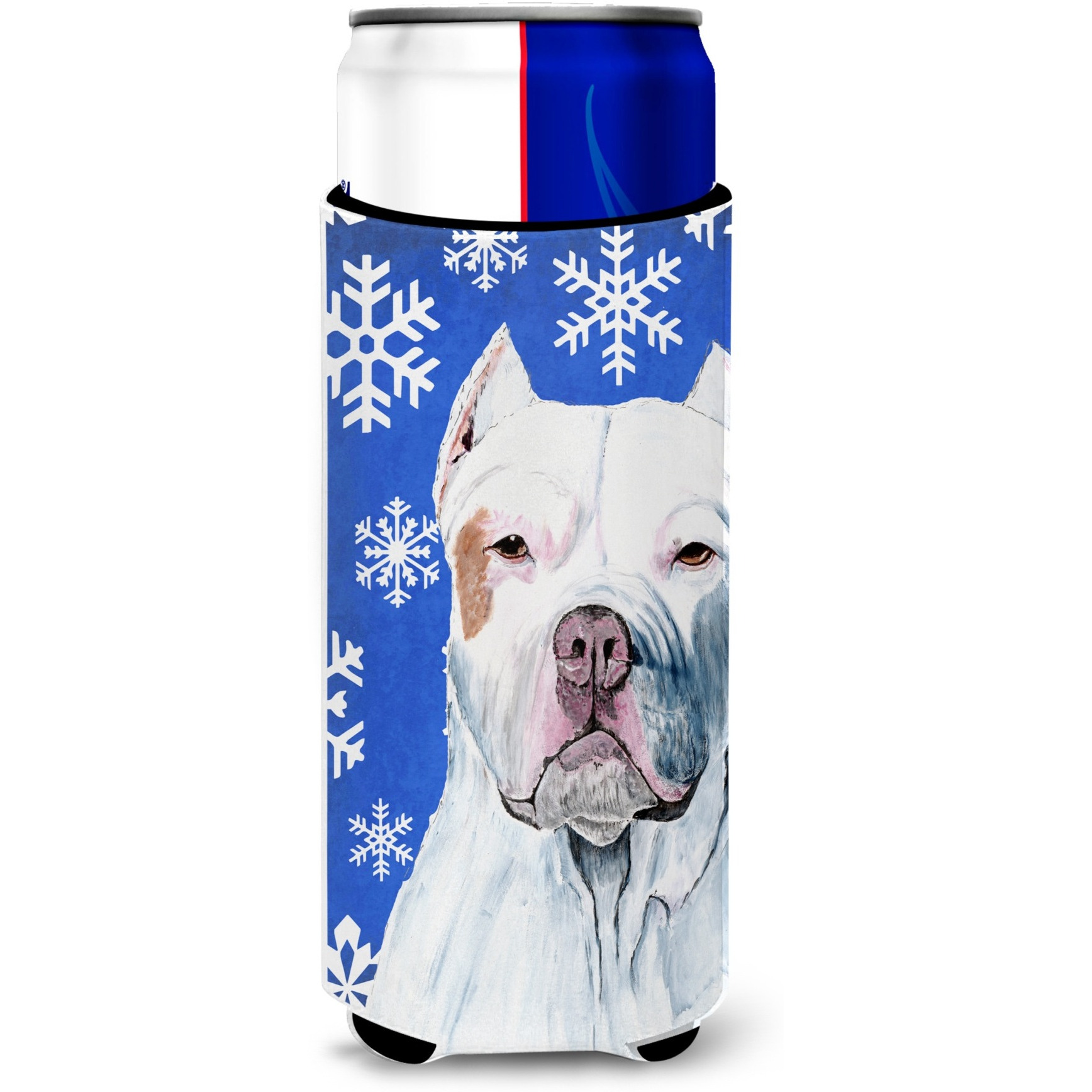 Pit Bull Winter Snowflakes Holiday Ultra Beverage Insulators for slim cans SC9381MUK