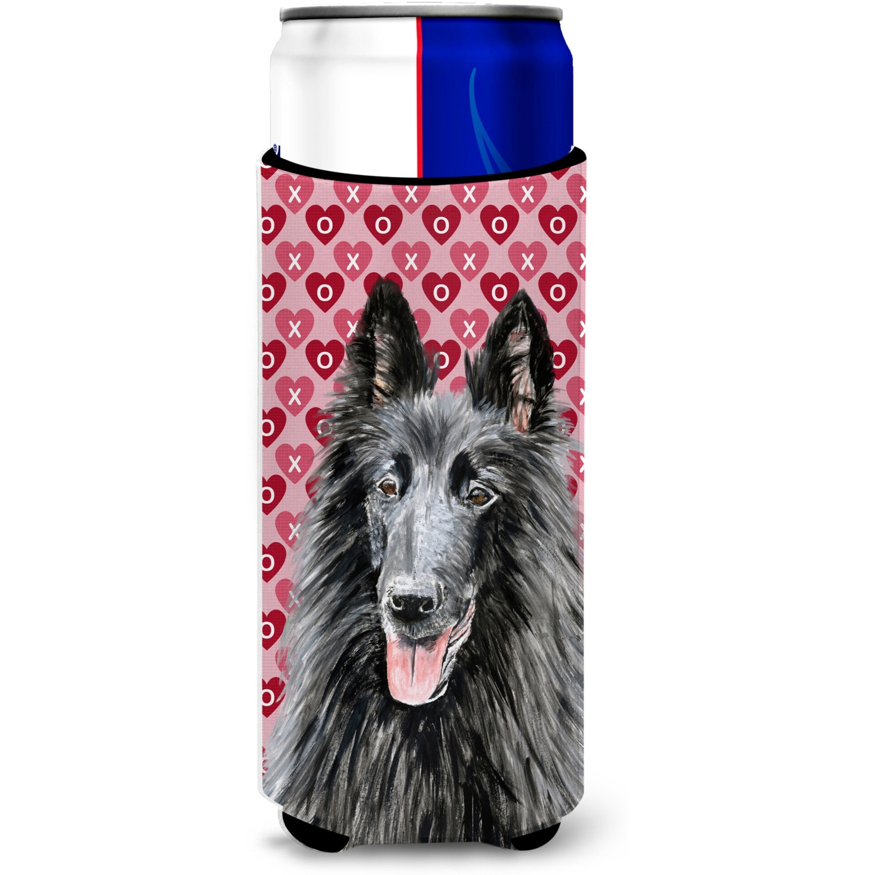 Belgian Sheepdog Hearts Love and Valentine's Day Portrait Ultra Beverage Insulators for slim cans SC9241MUK
