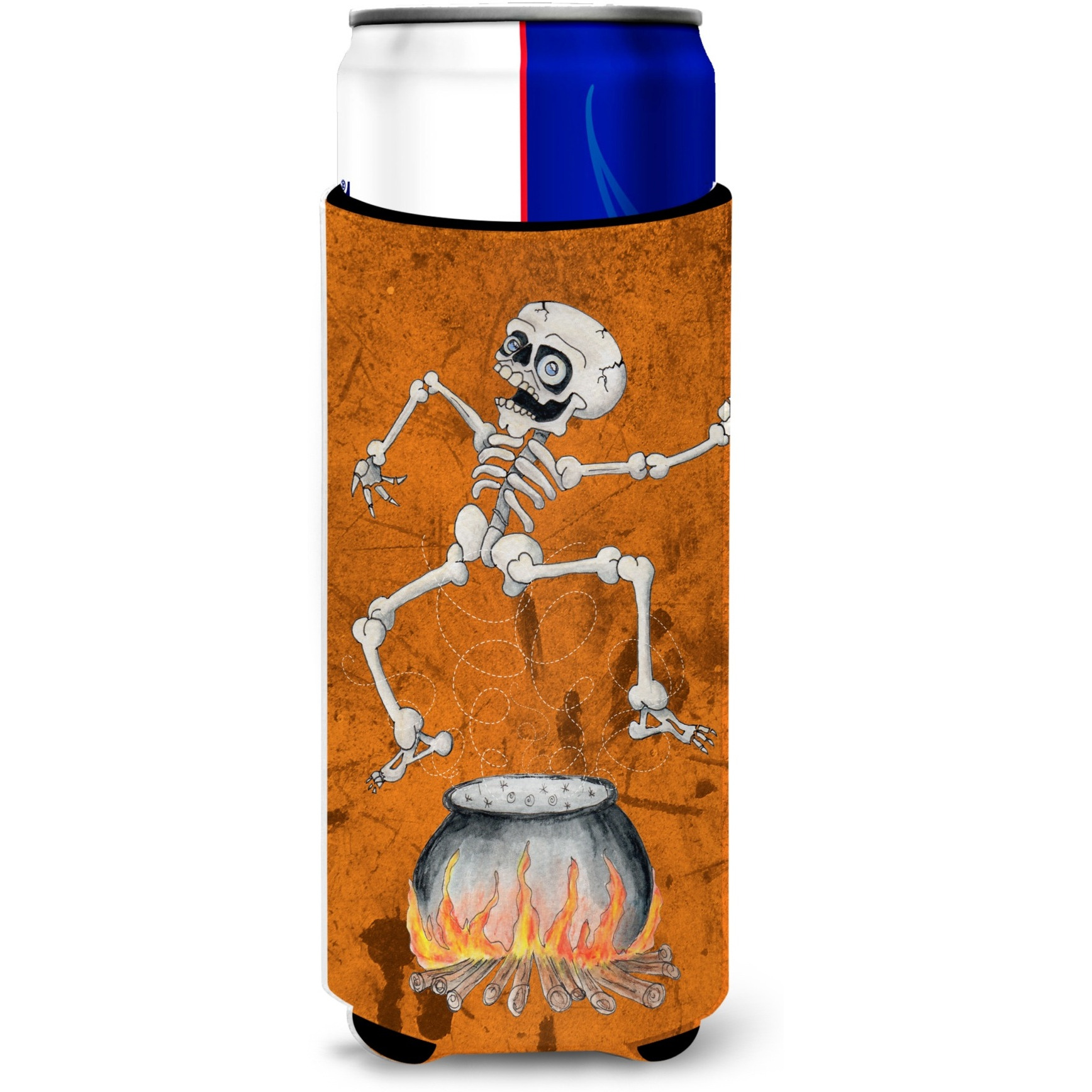 Skeleton jumping from Witches Caldron Halloween Ultra Beverage Insulators for slim cans SB3013MUK