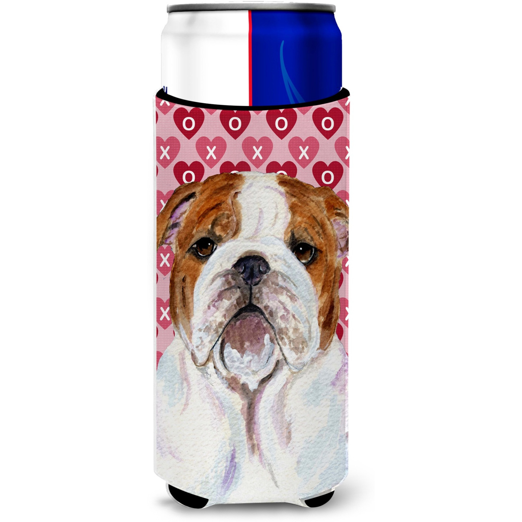 Bulldog English Hearts Love Valentine's Day Ultra Beverage Insulators for slim cans SS4484MUK