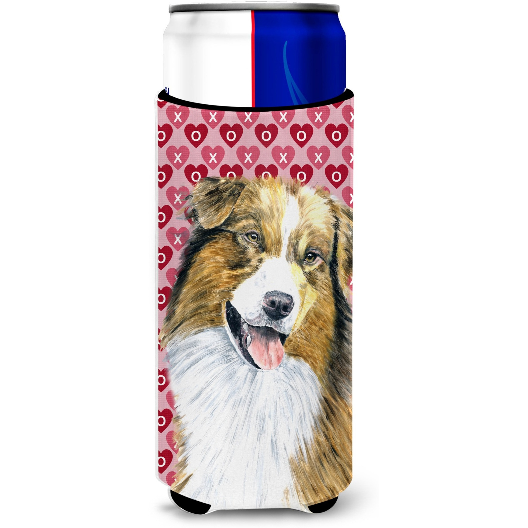 Australian Shepherd Hearts Love Valentine's Day Ultra Beverage Insulators for slim cans SC9242MUK