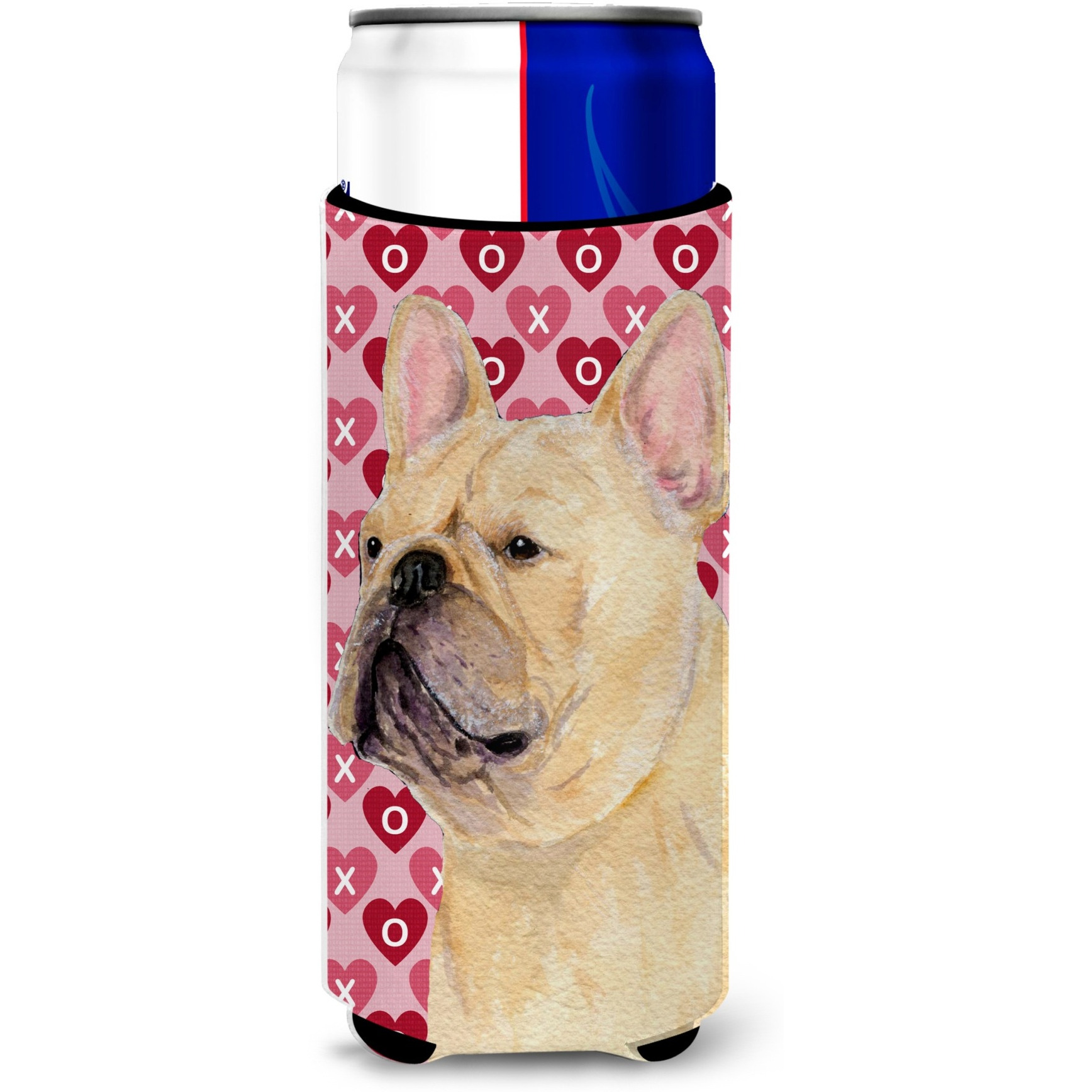 French Bulldog Hearts Love and Valentine's Day Portrait Ultra Beverage Insulators for slim cans SS4485MUK