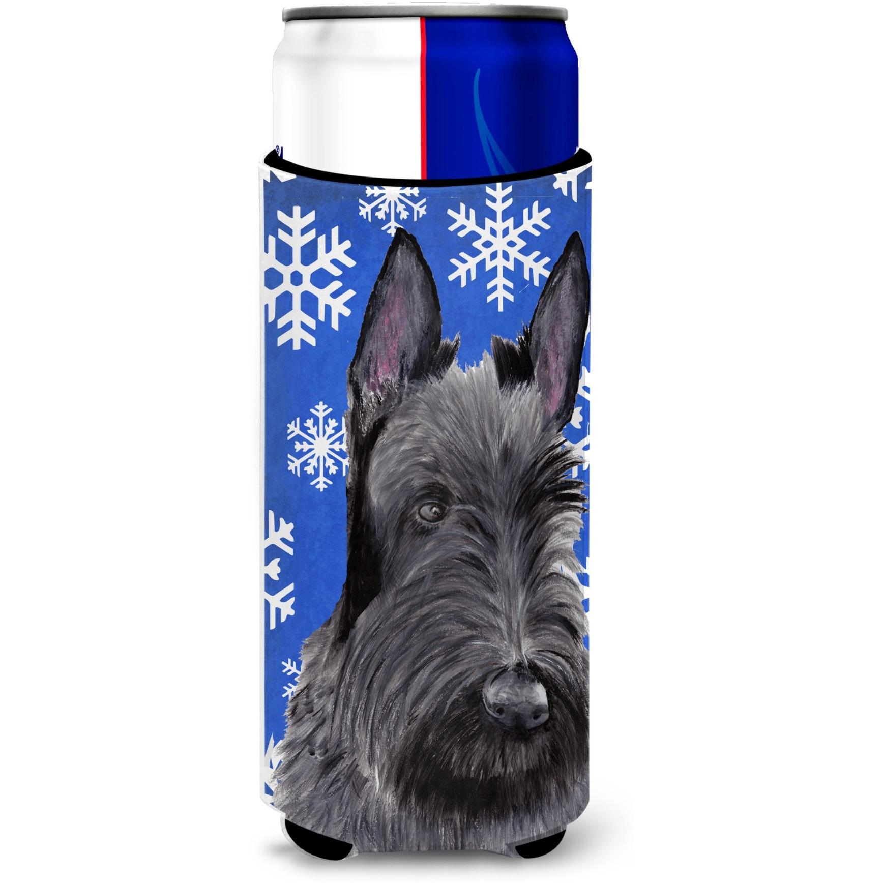 Scottish Terrier Winter Snowflakes Holiday Ultra Beverage Insulators for slim cans SC9386MUK