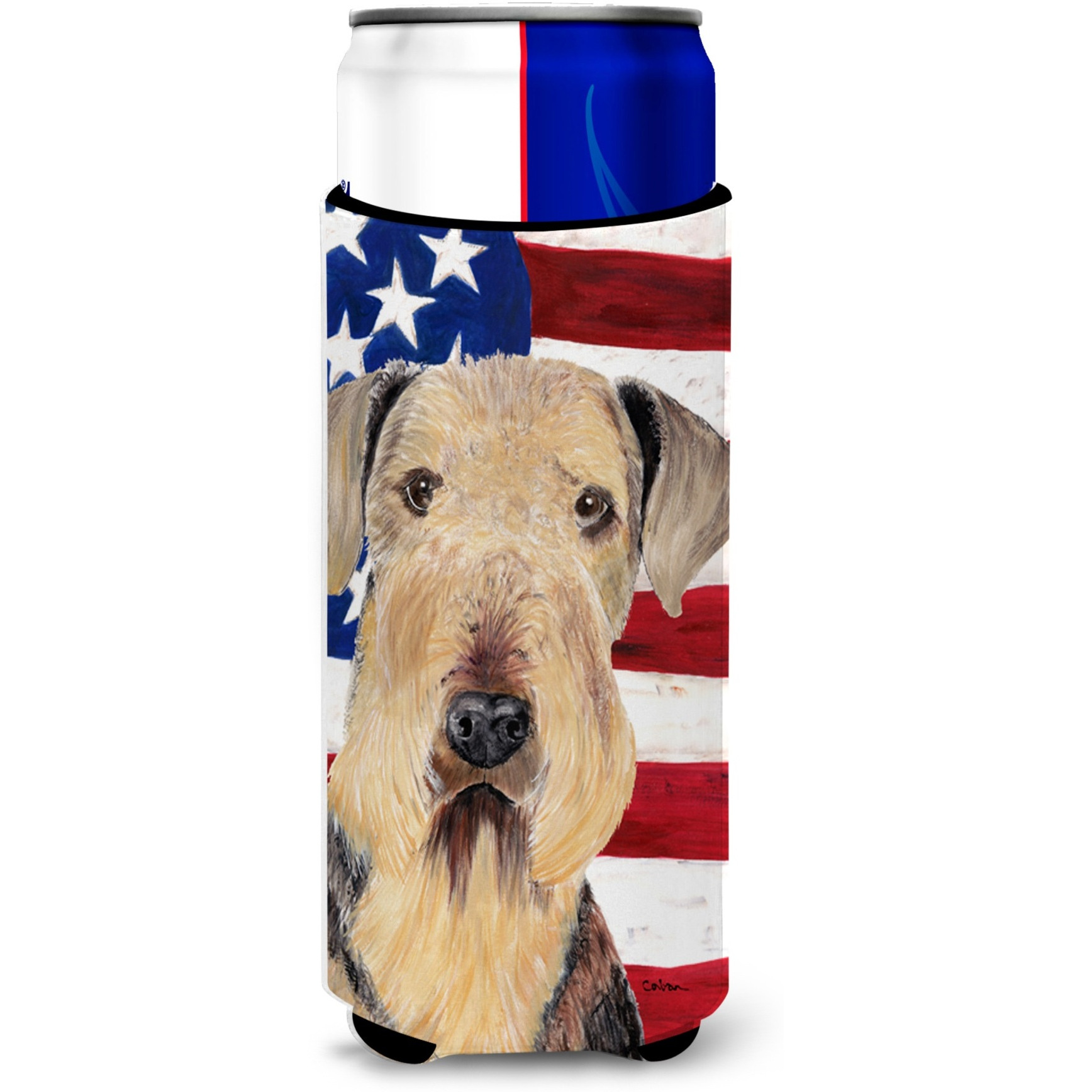 USA American Flag with Airedale Ultra Beverage Insulators for slim cans SC9007MUK