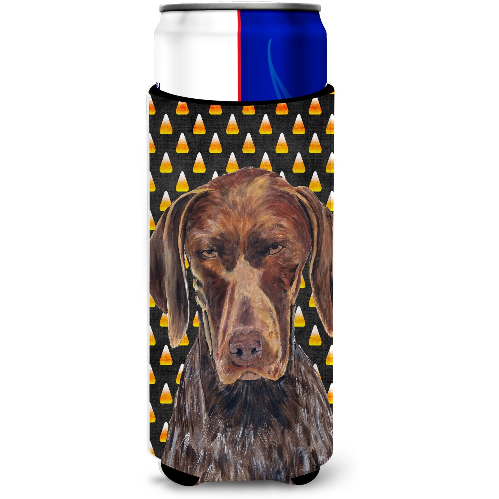 German Shorthaired Pointer Candy Corn Halloween Portrait Ultra Beverage Insulators for slim cans SC9189MUK