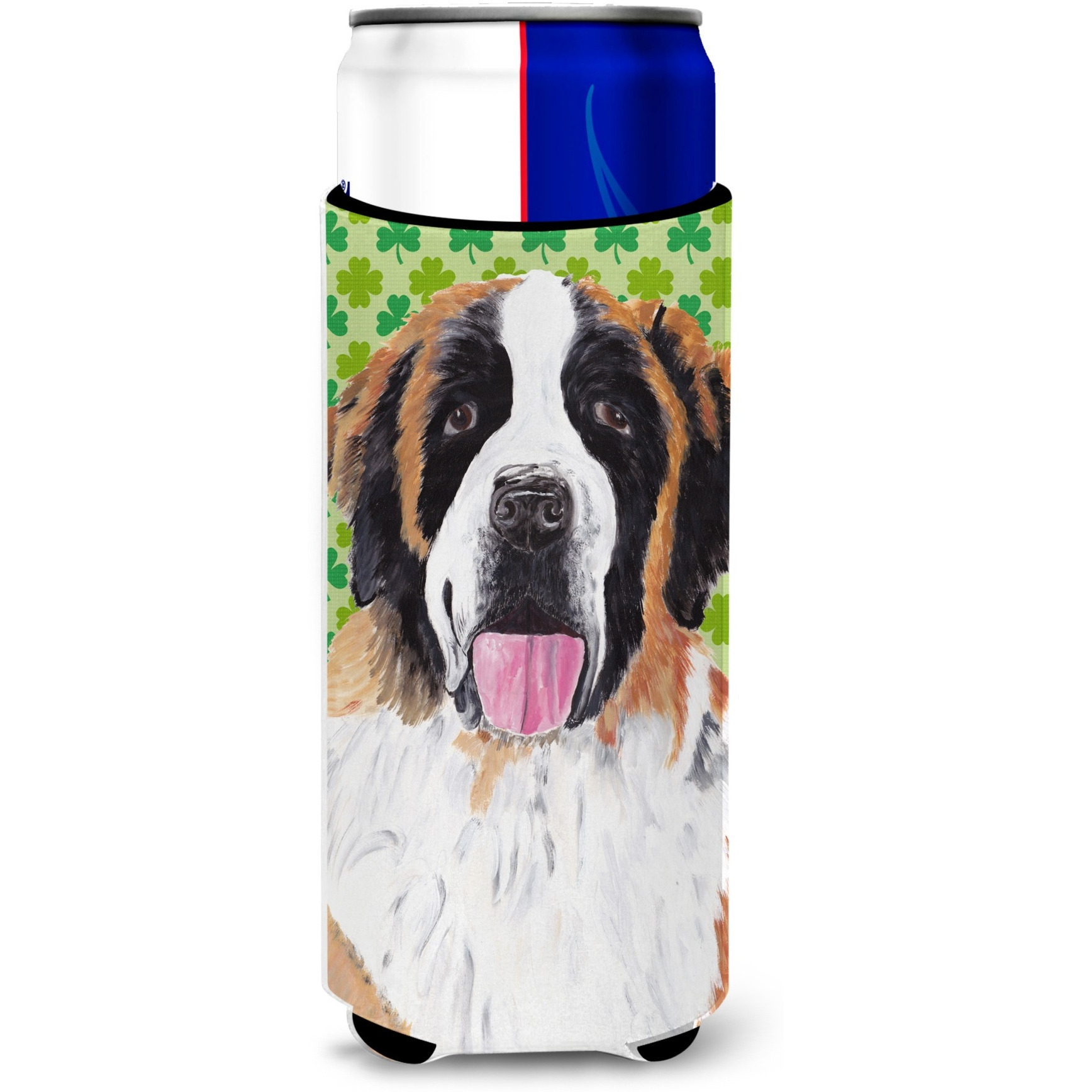 Saint Bernard St. Patrick's Day Shamrock Portrait Ultra Beverage Insulators for slim cans SC9302MUK